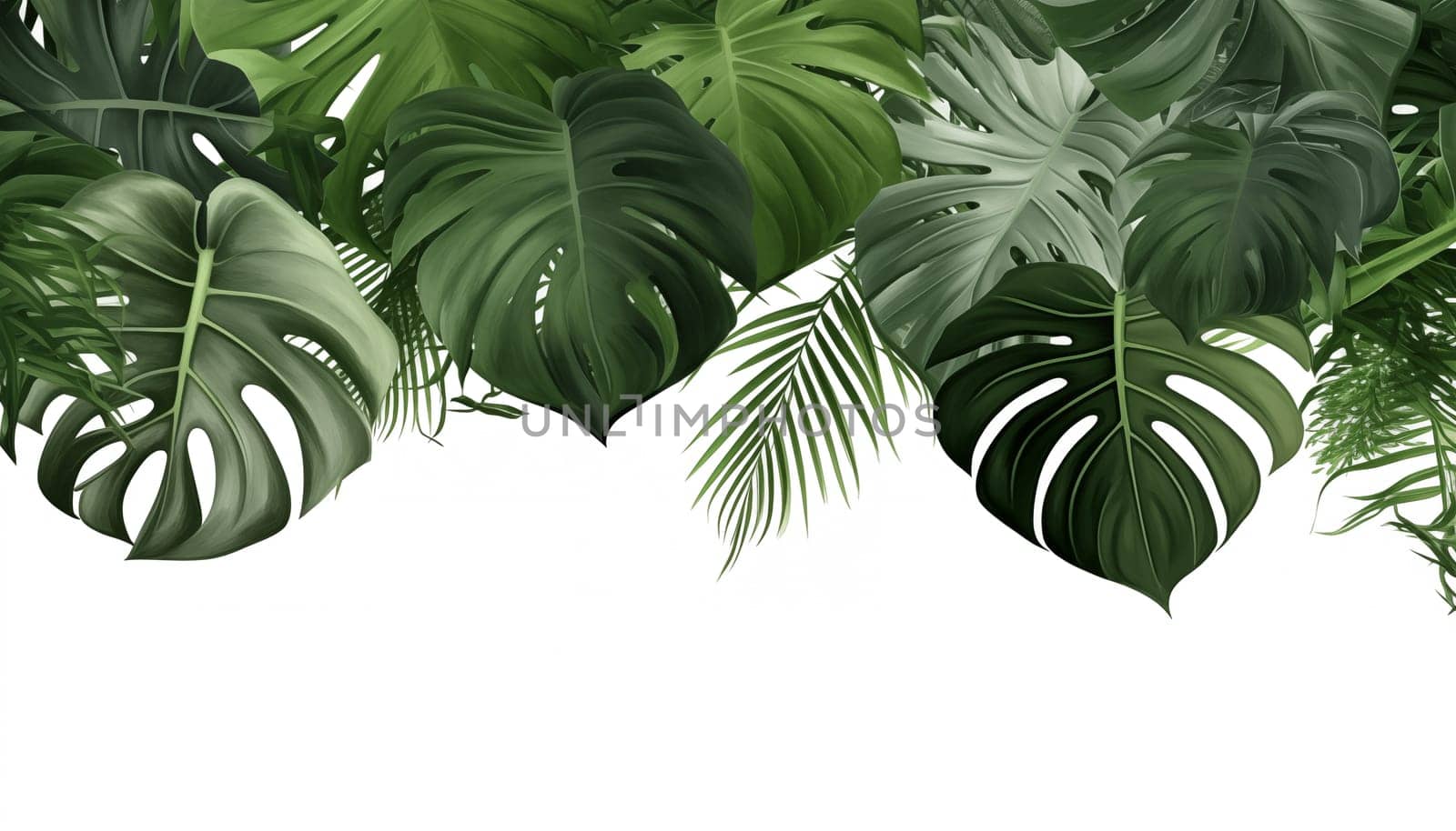 Tropical leaves nature frame layout of Monstera. High quality photo