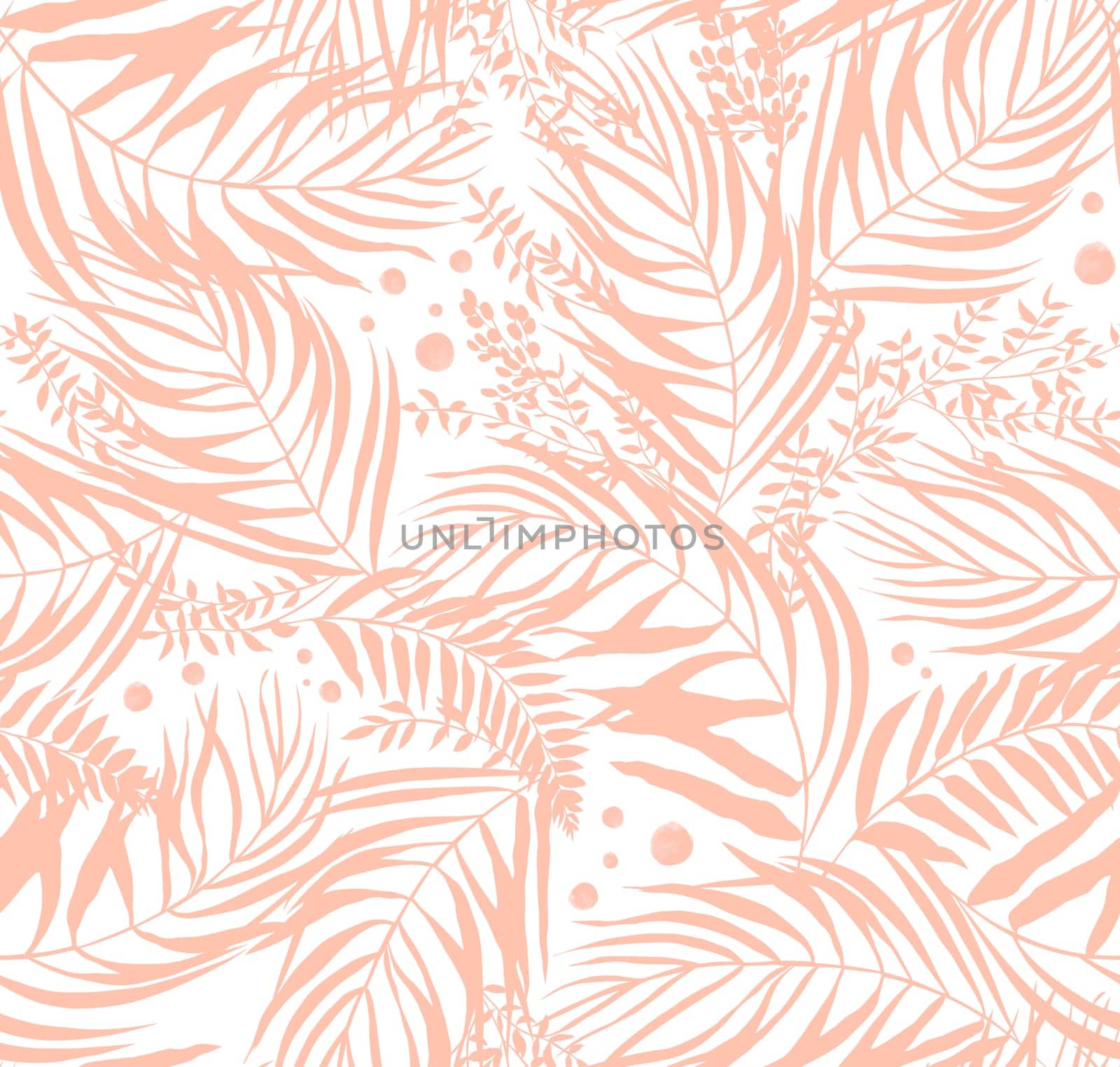 seamless pattern with silhouettes of tropical palm trees and dry herbs by MarinaVoyush