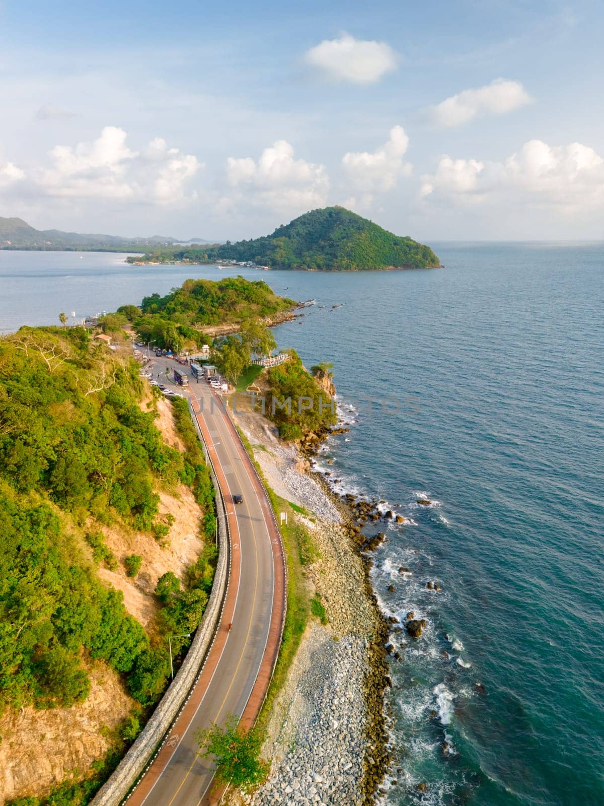 Chantaburi Province Thailand, Road along the beach and ocean by fokkebok