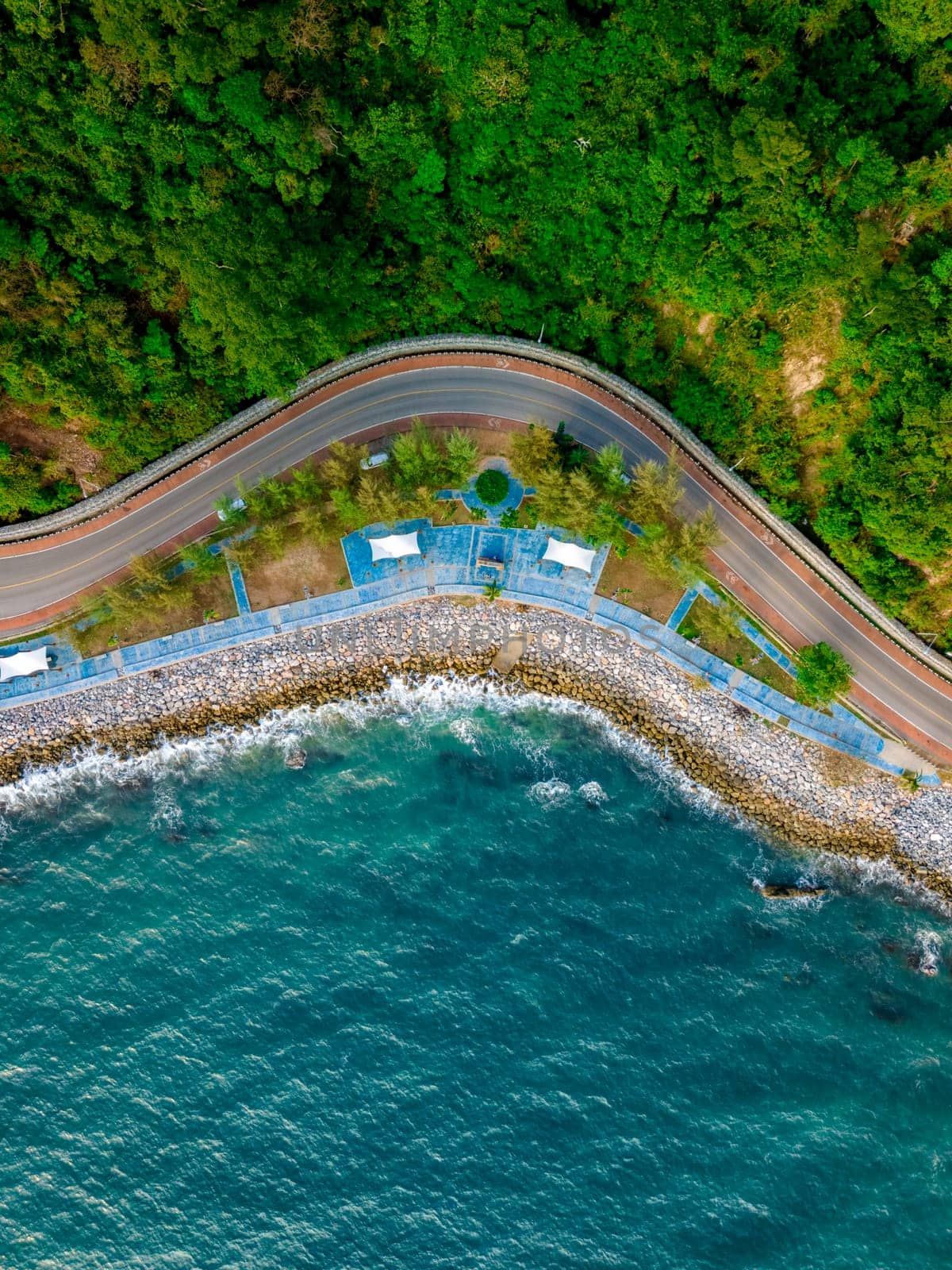 Chantaburi Province Thailand, Road along the beach and ocean by fokkebok