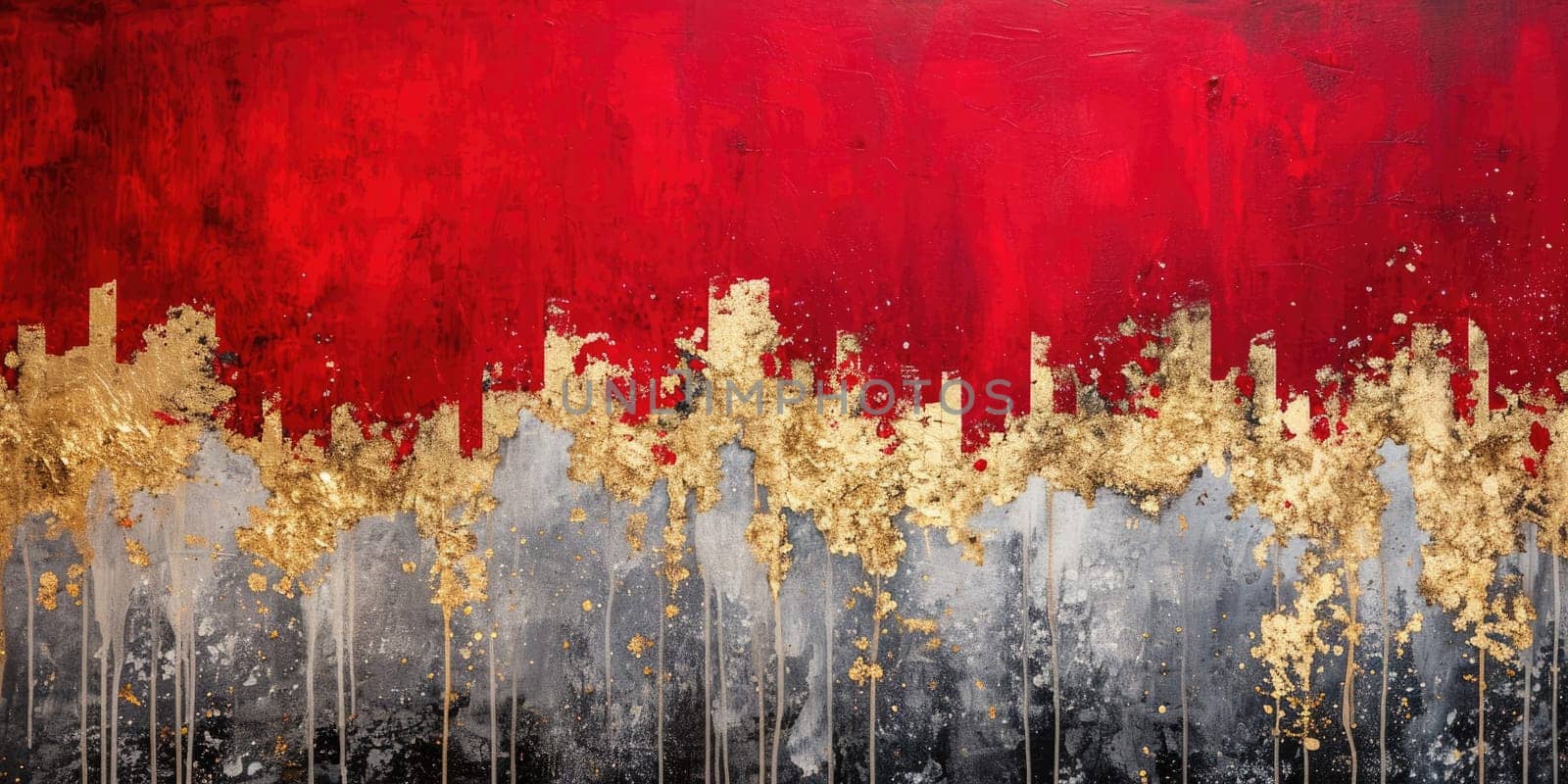 An abstract picture of gold, red and grey color painted on background. AIGX01. by biancoblue