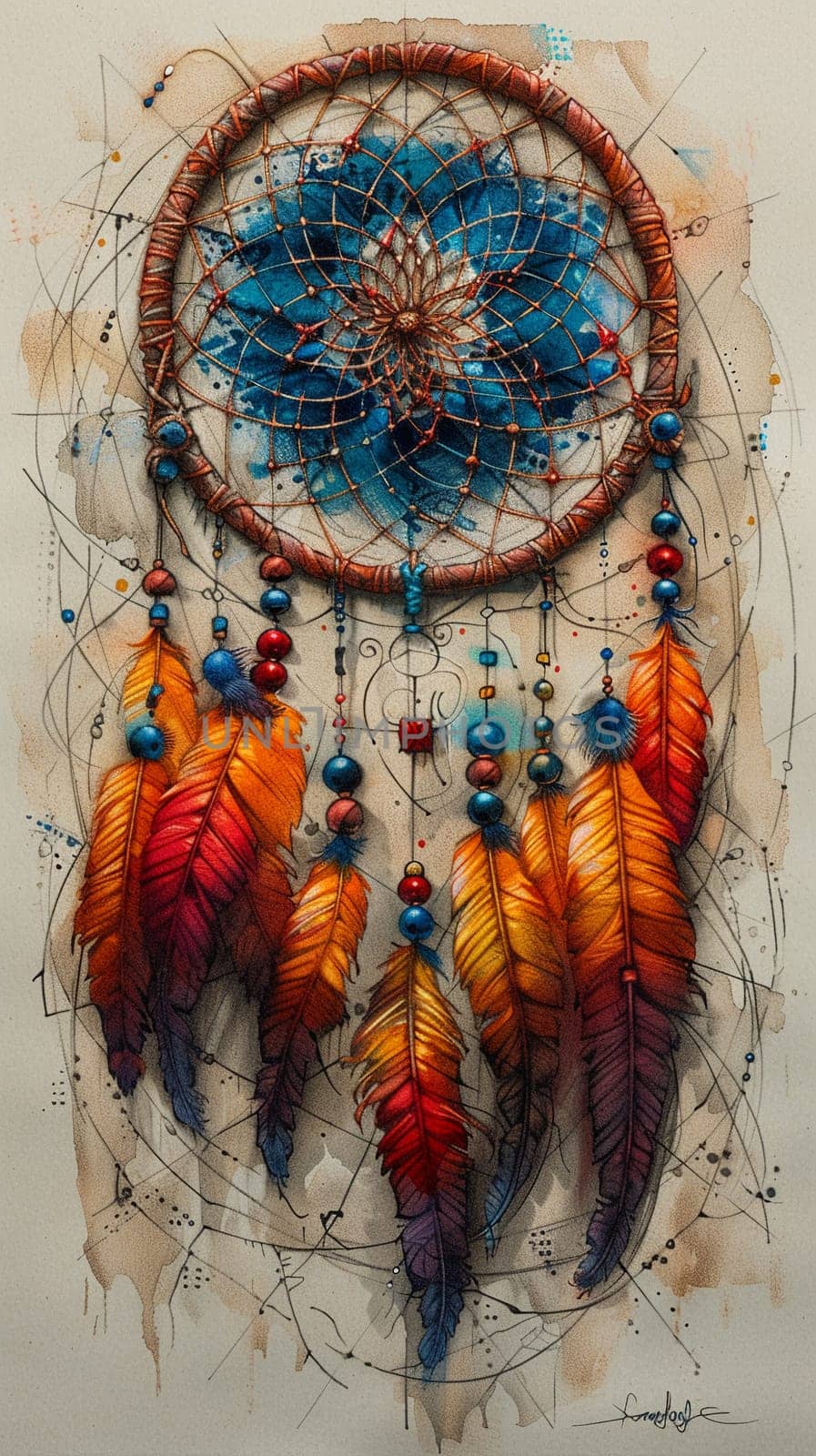 Fantasy concept sketch of dreamcatcher netting bad dreams for World Sleep Day.