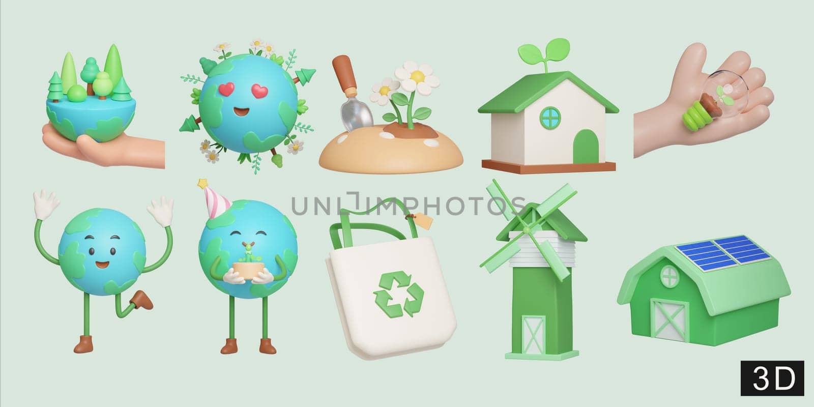 Eco Global Warming icon set Illustration Eco global warming icons. 3D Illustration by meepiangraphic