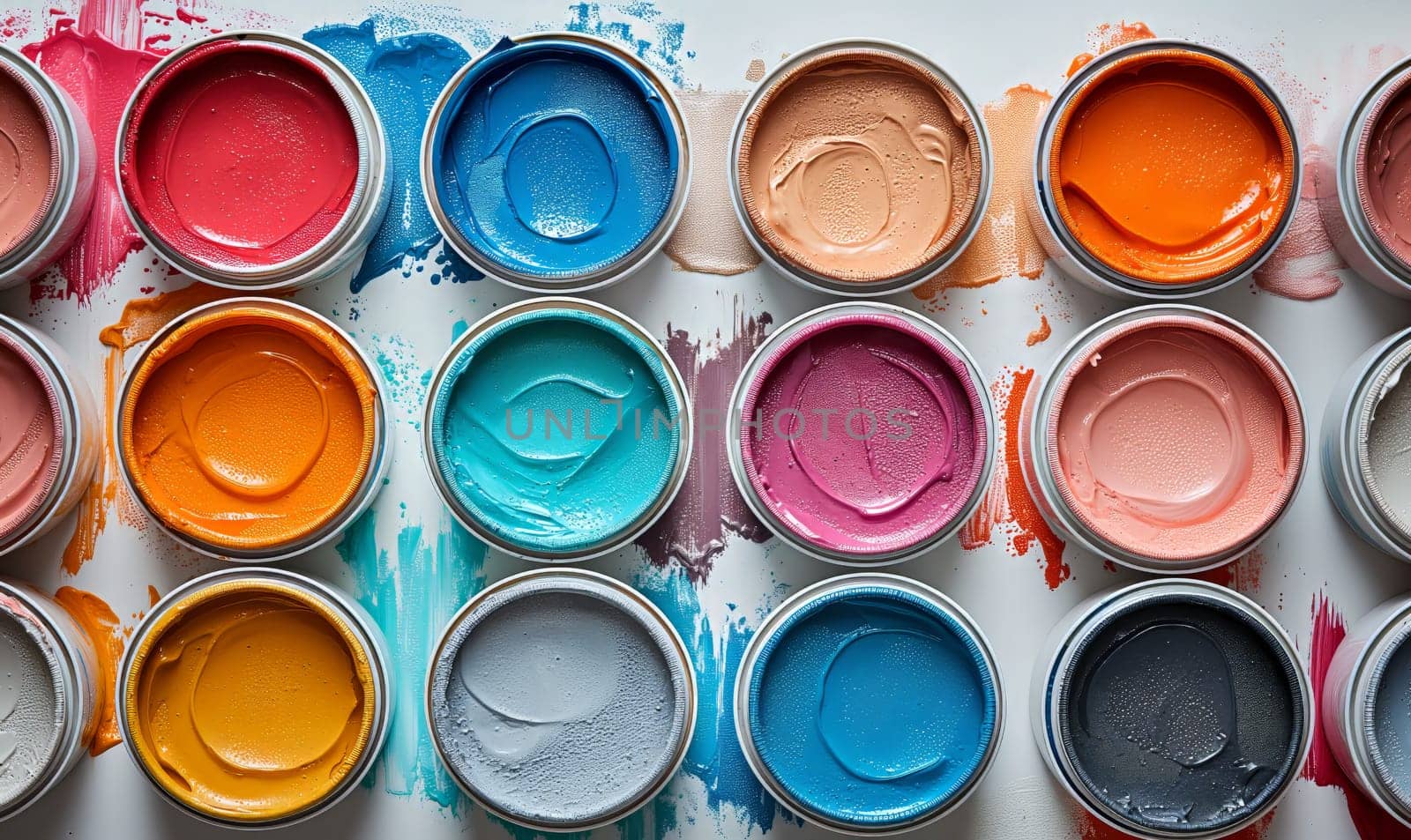 Cans of paint on a white background. by Fischeron