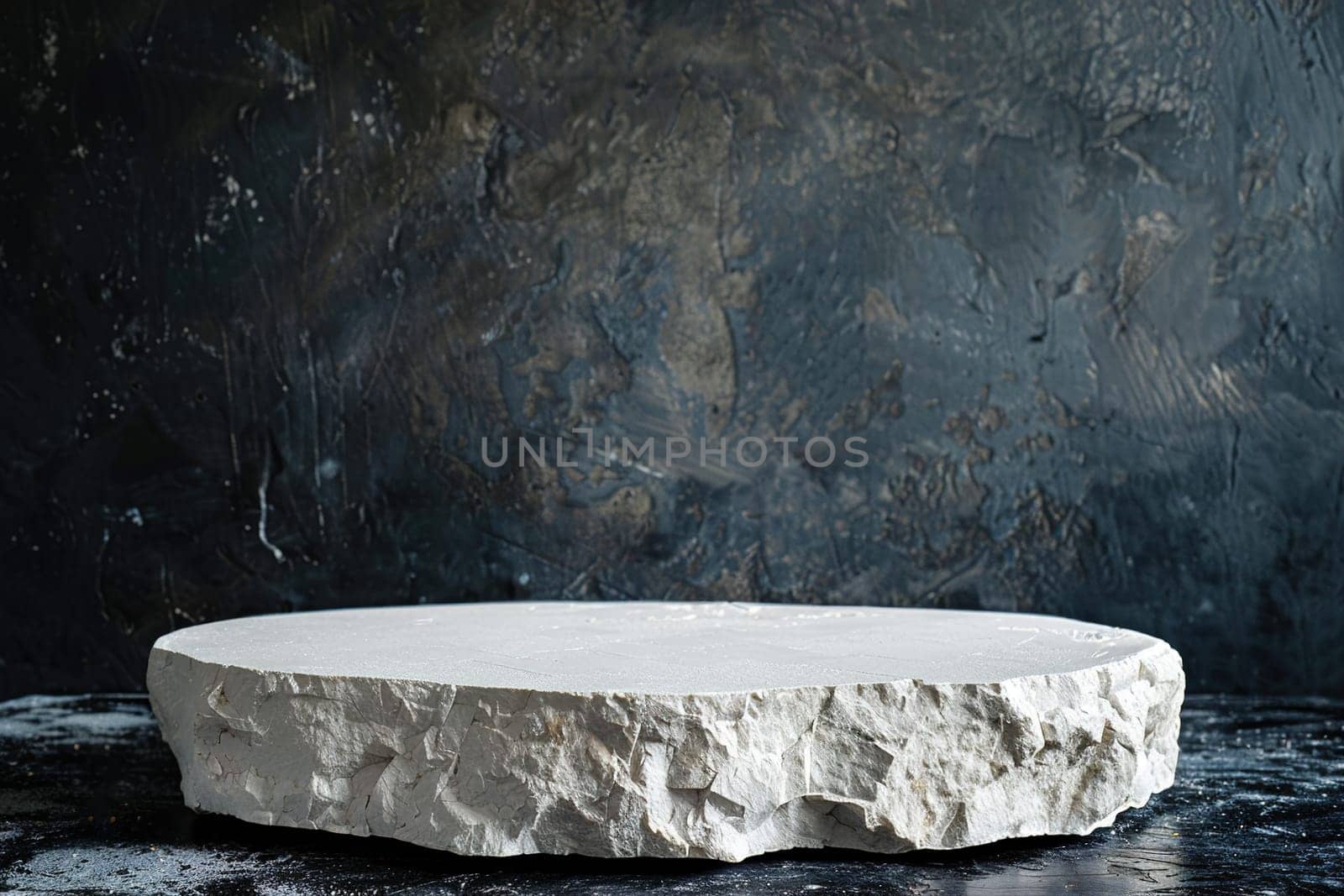 Minimalistic stone podium. Mock up for product, cosmetic presentation. Pedestal, platform for beauty products. Empty scene. Stage, display, showcase. Nordic style. Copy space. Generative AI. by creativebird