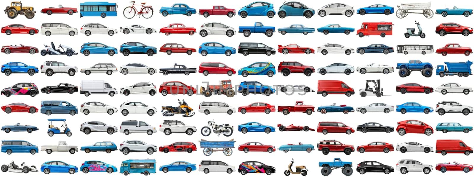 108 cars and various vehicles set on isolated background AIG44 by biancoblue
