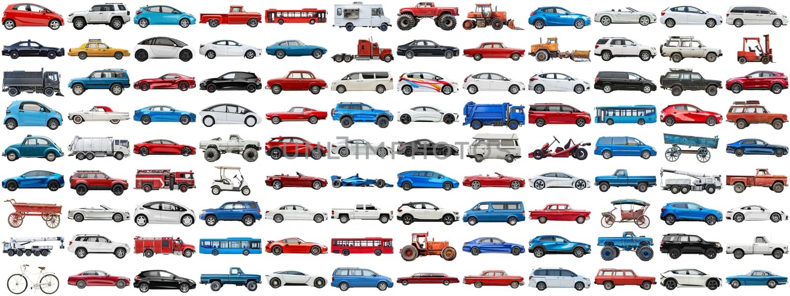 108 cars and various vehicles set on isolated background AIG44 by biancoblue