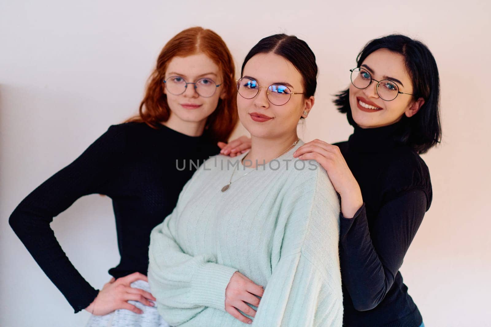 Sisters United: A Portrait of Family Love and Bonding on White Background by dotshock