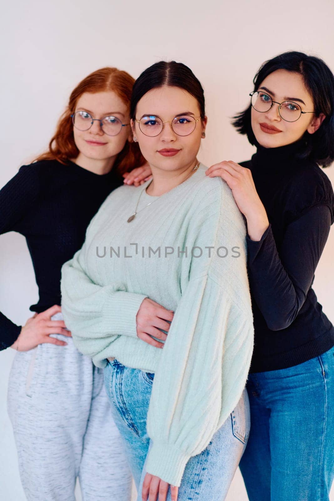 Sisters United: A Portrait of Family Love and Bonding on White Background by dotshock