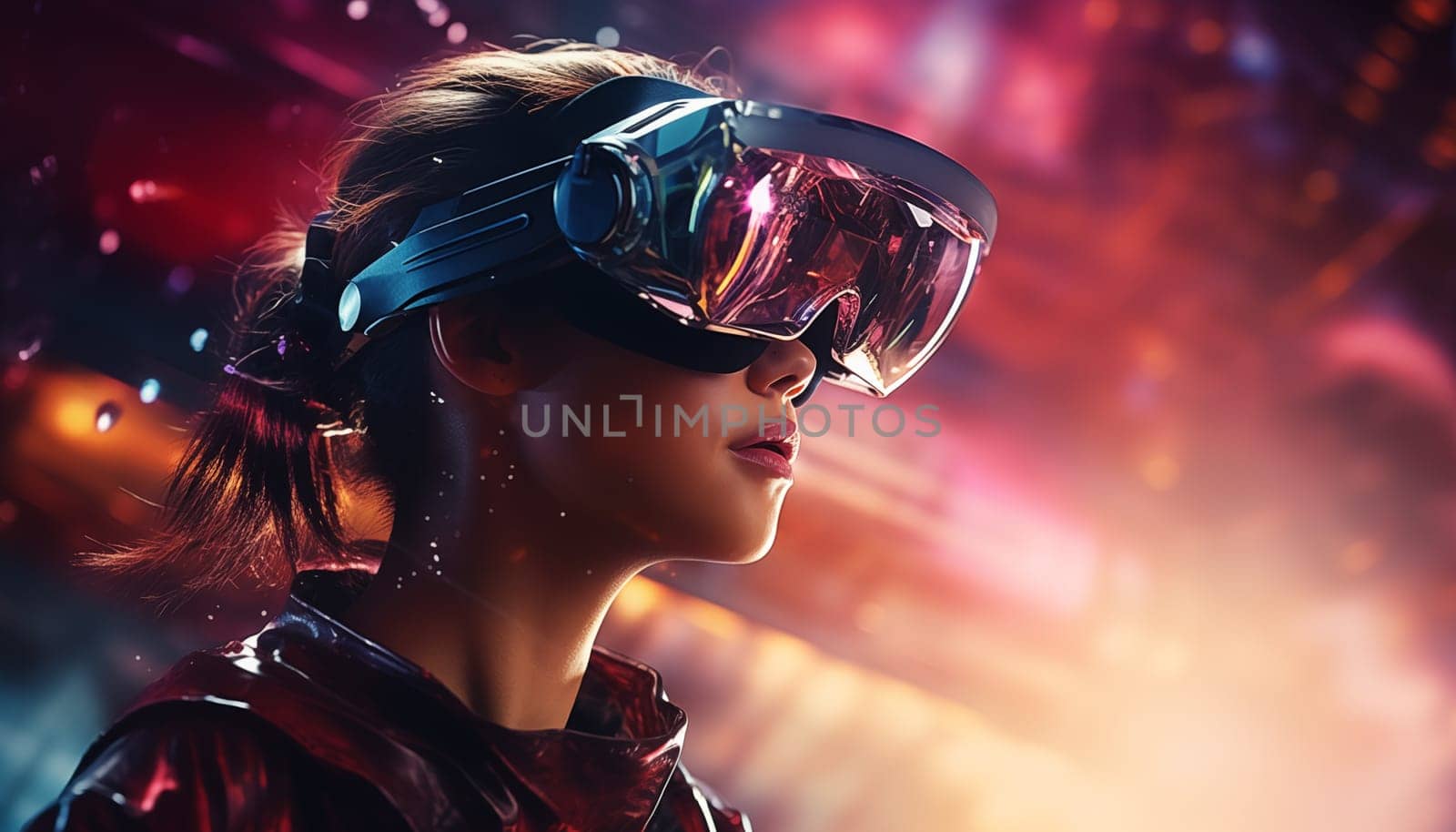 Woman in VR glasses. High quality photo