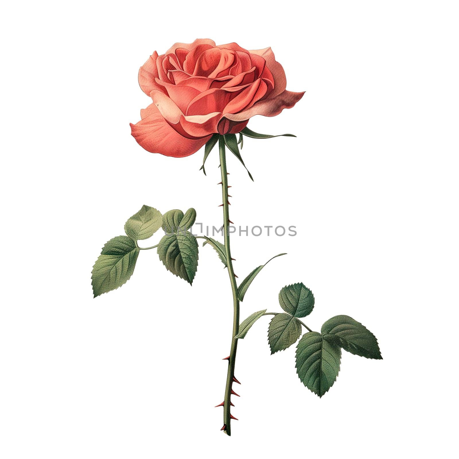 Isolated illustration of red rose flower ai generated element
