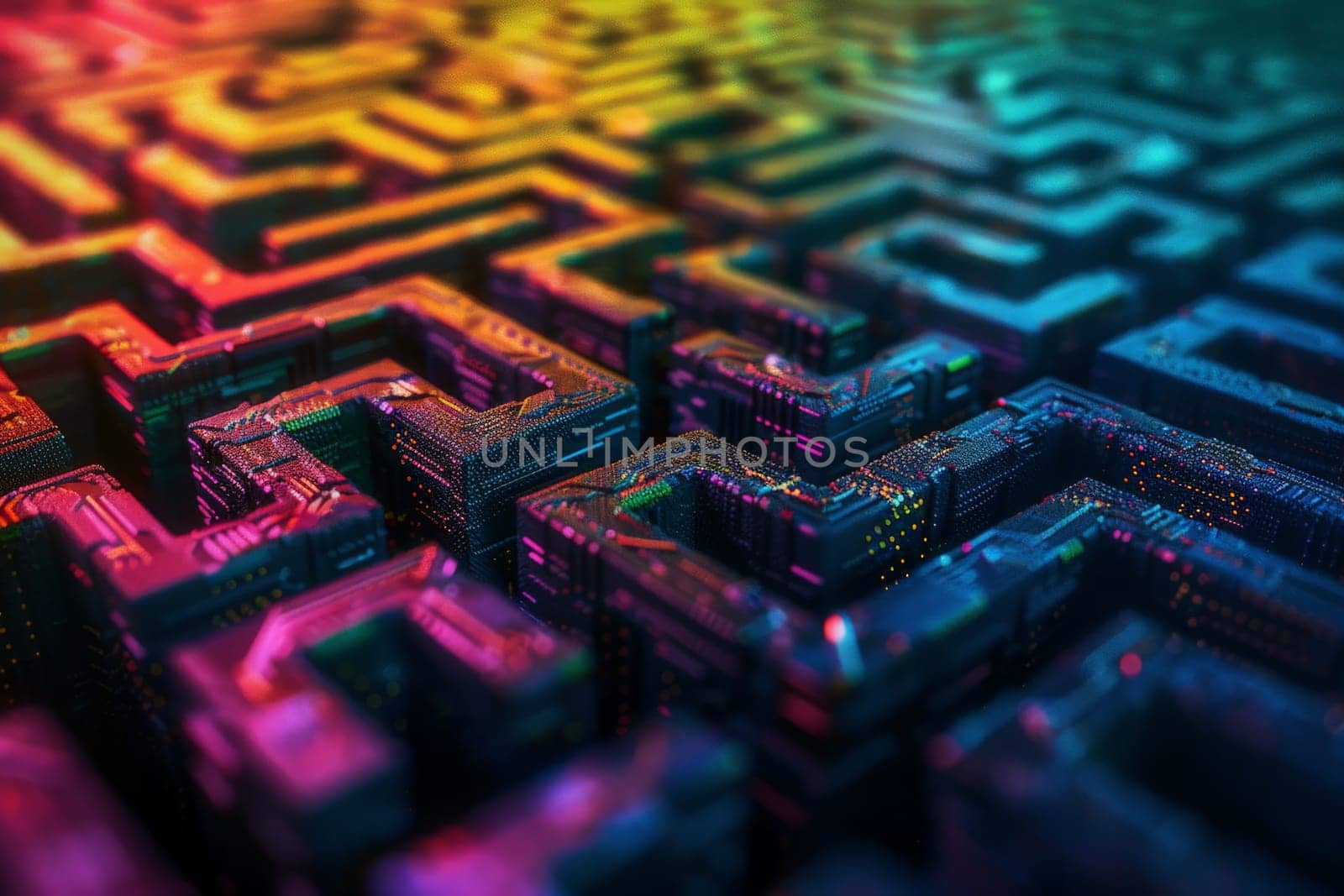 A colorful abstract maze, abstract vibrant Labyrinth background by nijieimu