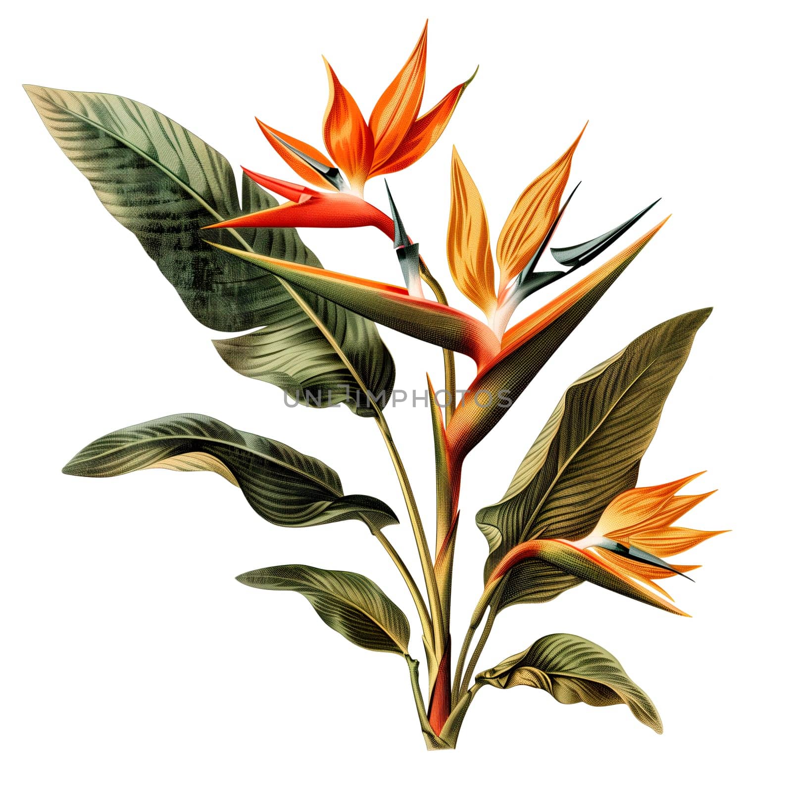 Isolated illustration of bird of paradise plant ai generated element