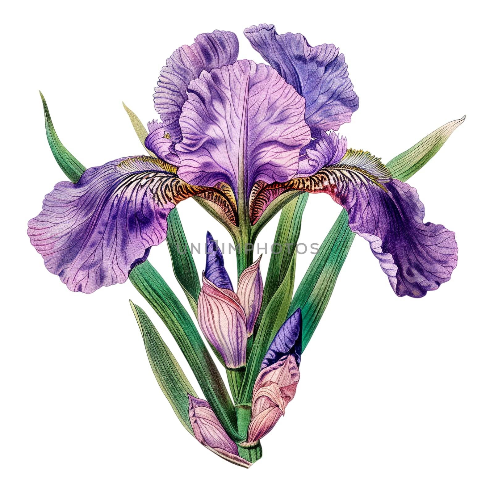 Isolated illustration of Iris flower ai generated element