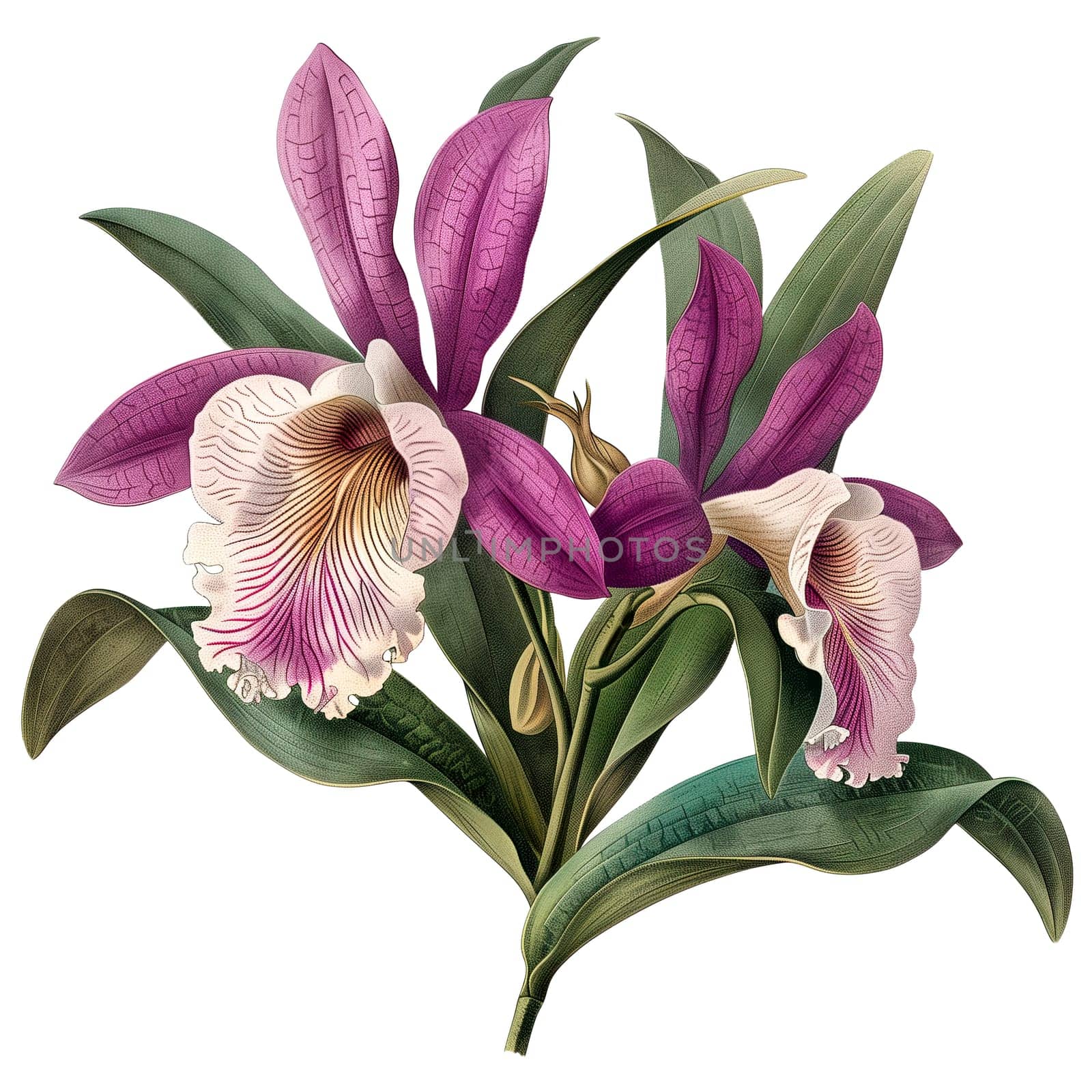 Isolated illustration of purple orchid flower ai generated element