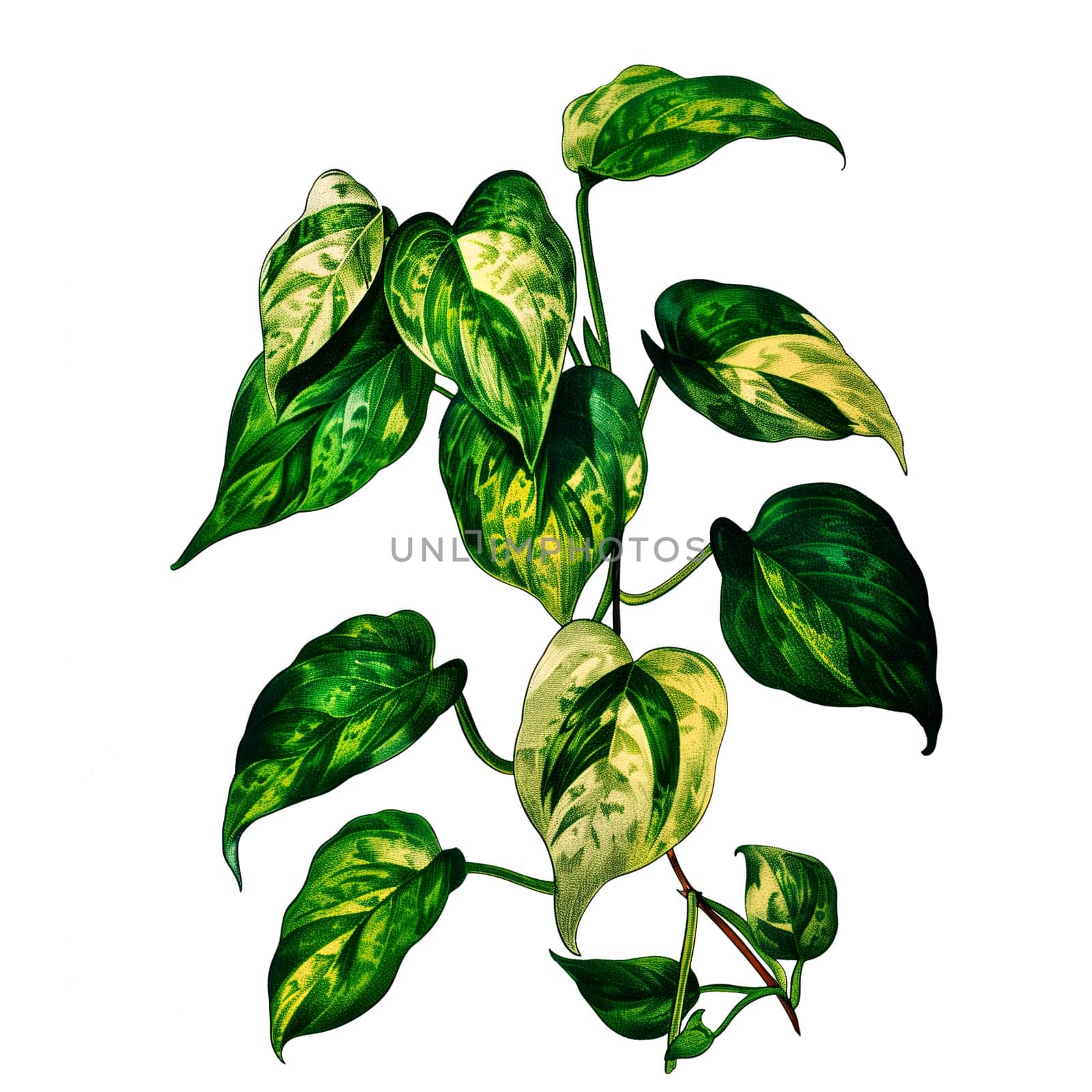 Isolated illustration of pothos plant ai generated element