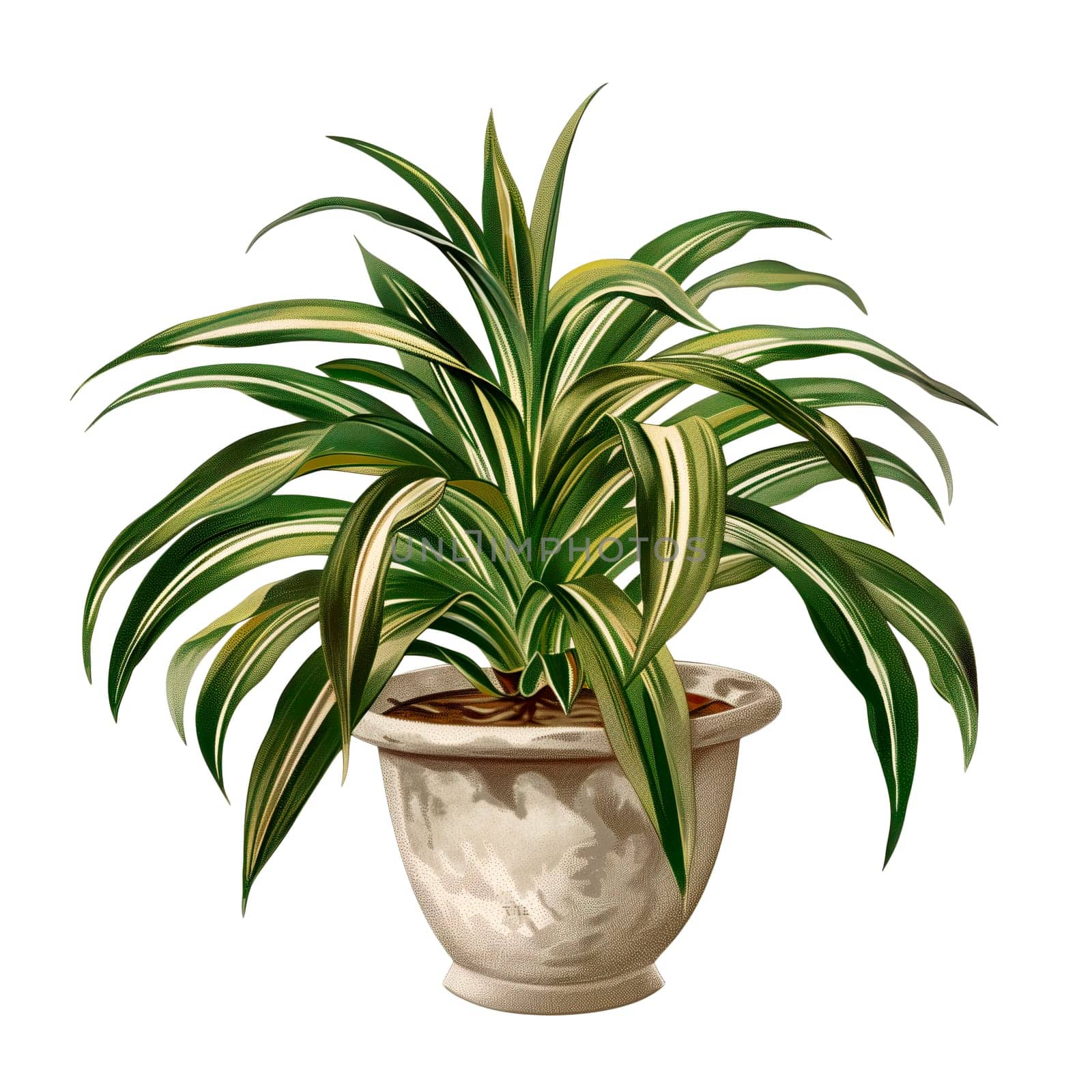 Isolated illustration of a spider plant in pot ai generated element