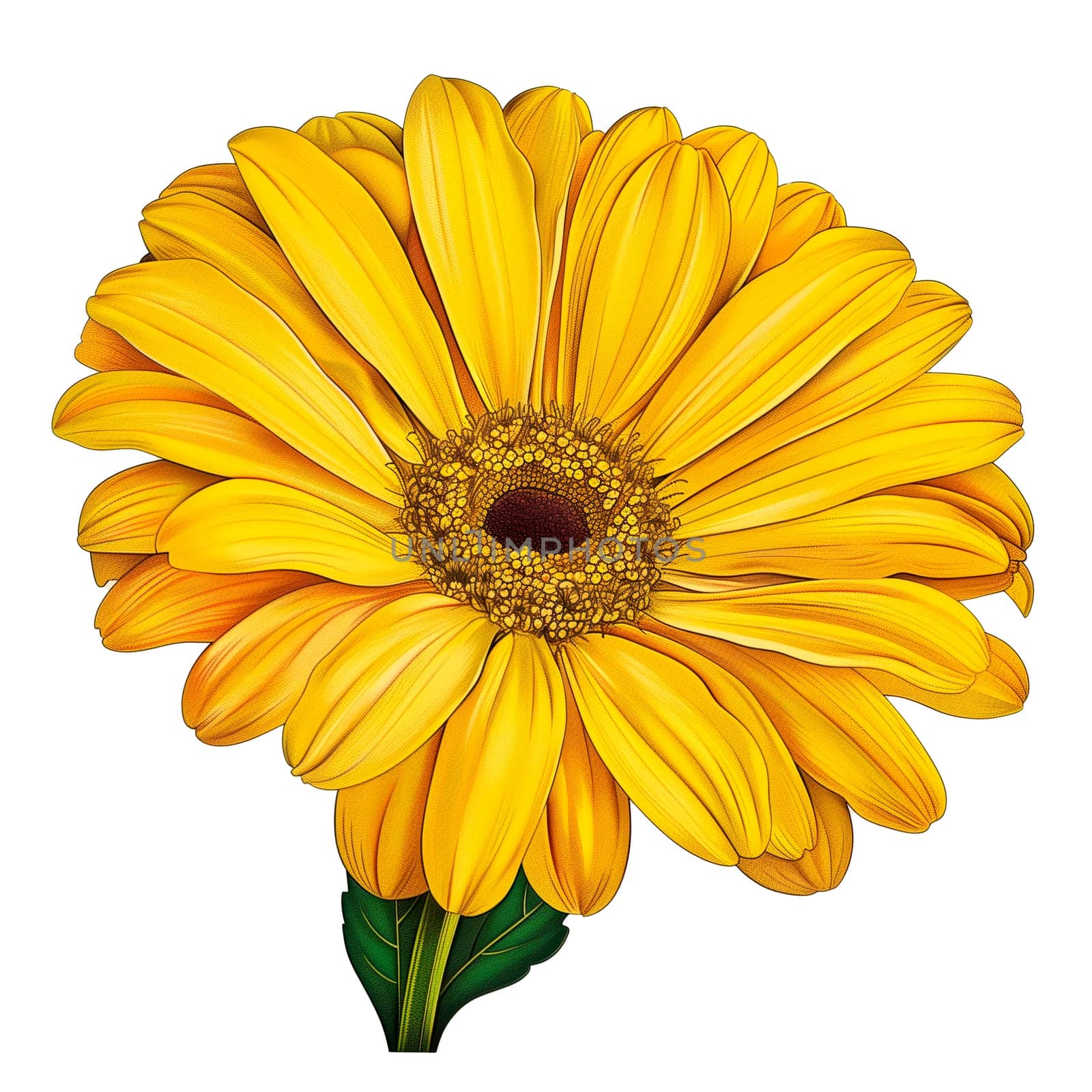 Isolated illustration of yellow gerbera daisy by Dustick