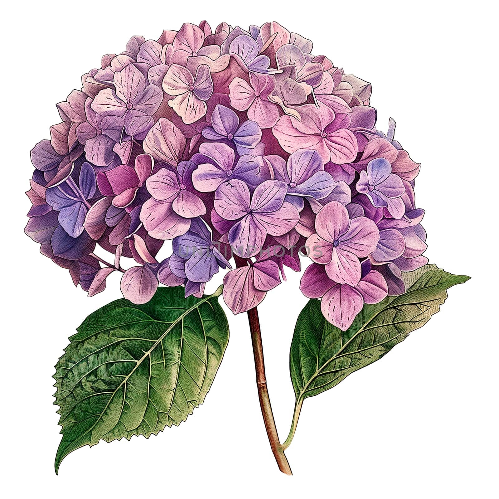 Isolated illustration of hydrangea with purple petal by Dustick