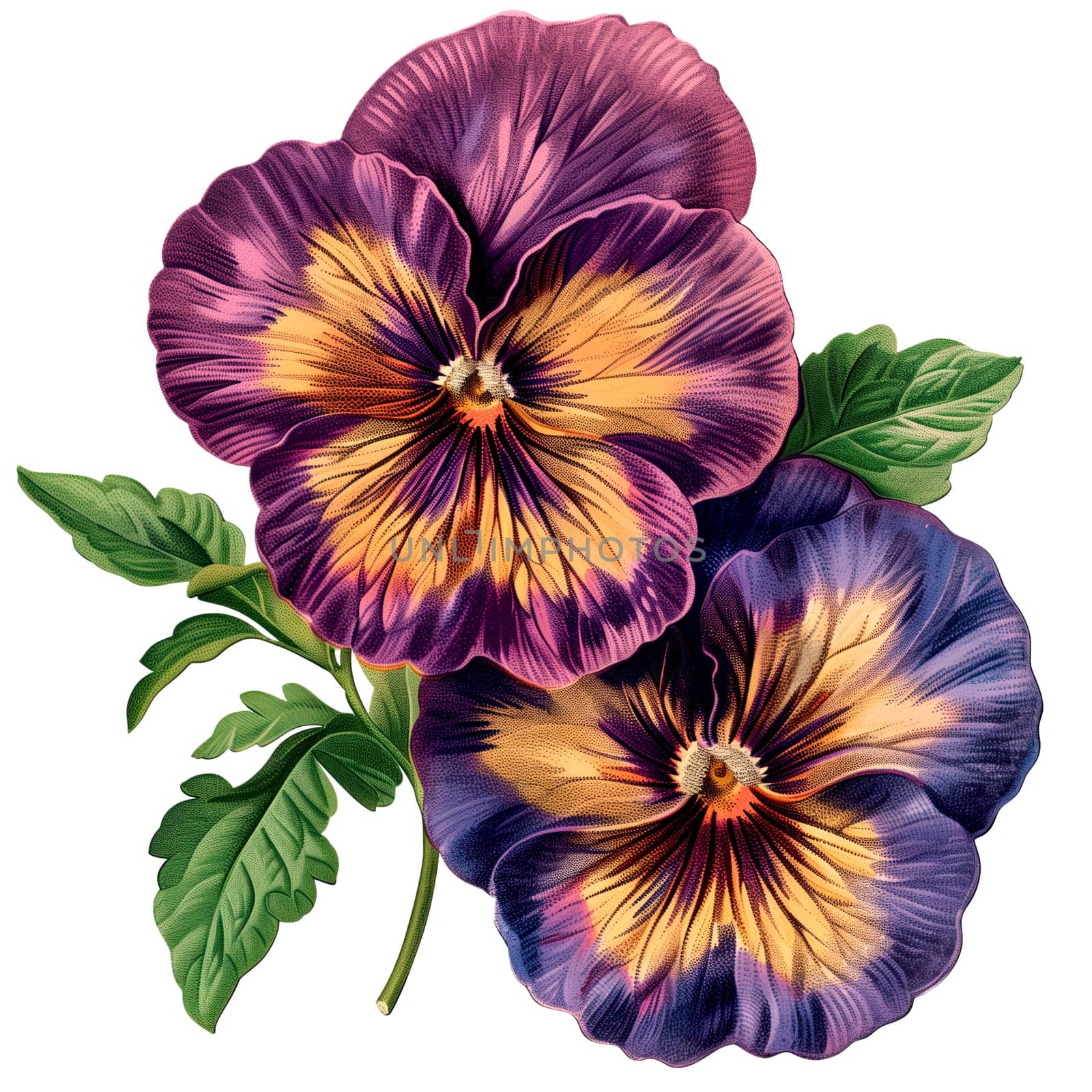 Isolated illustration of colorful pansy flower ai generated element