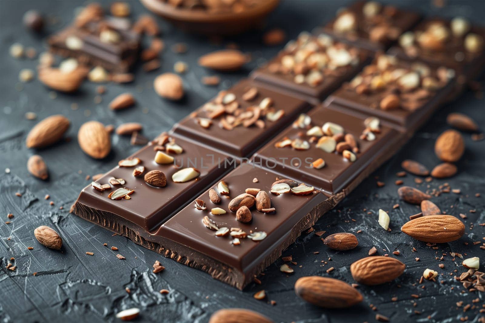 Close Up of Chocolate Bar With Almonds by Sd28DimoN_1976