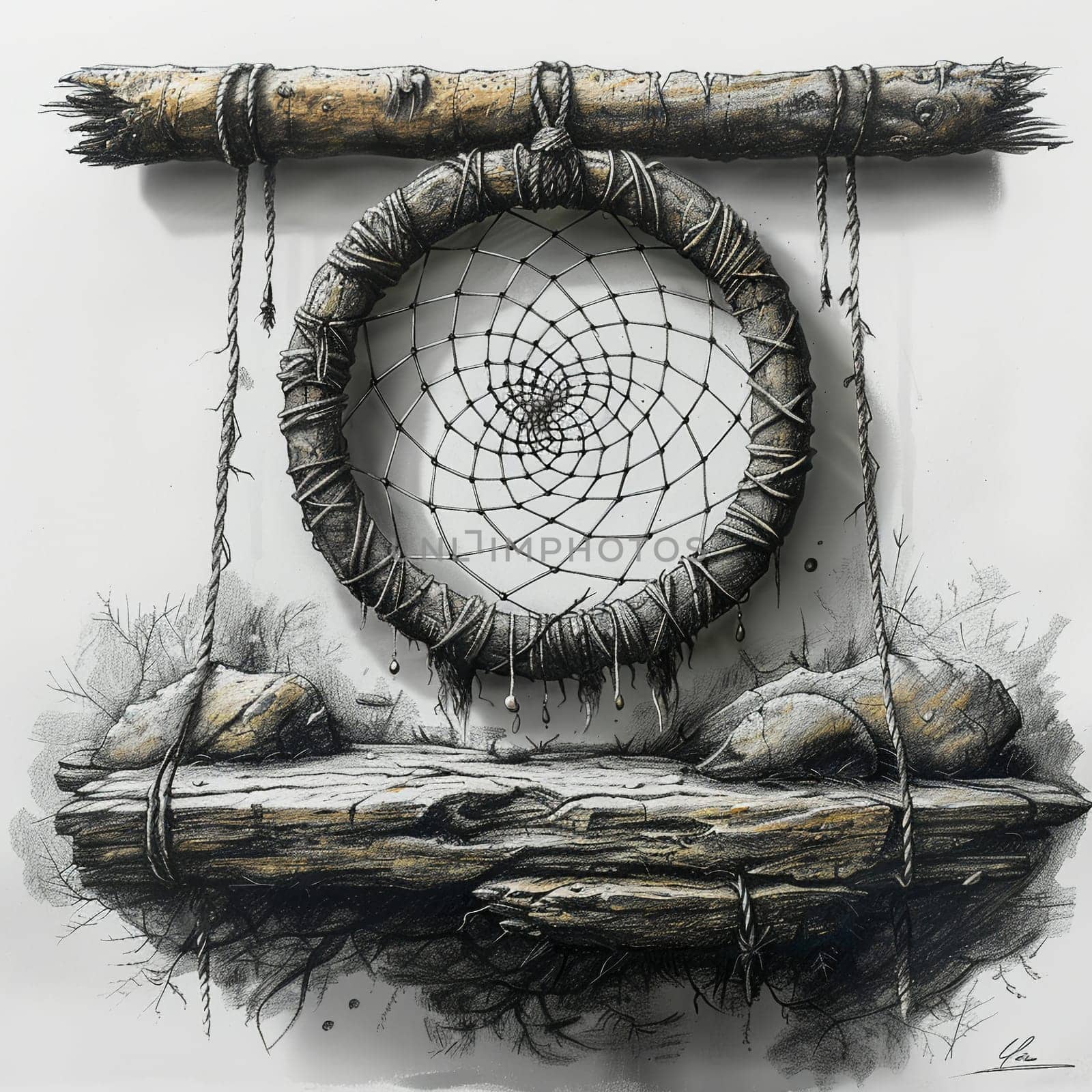 Fantasy concept sketch of dreamcatcher netting bad dreams for World Sleep Day. by Benzoix