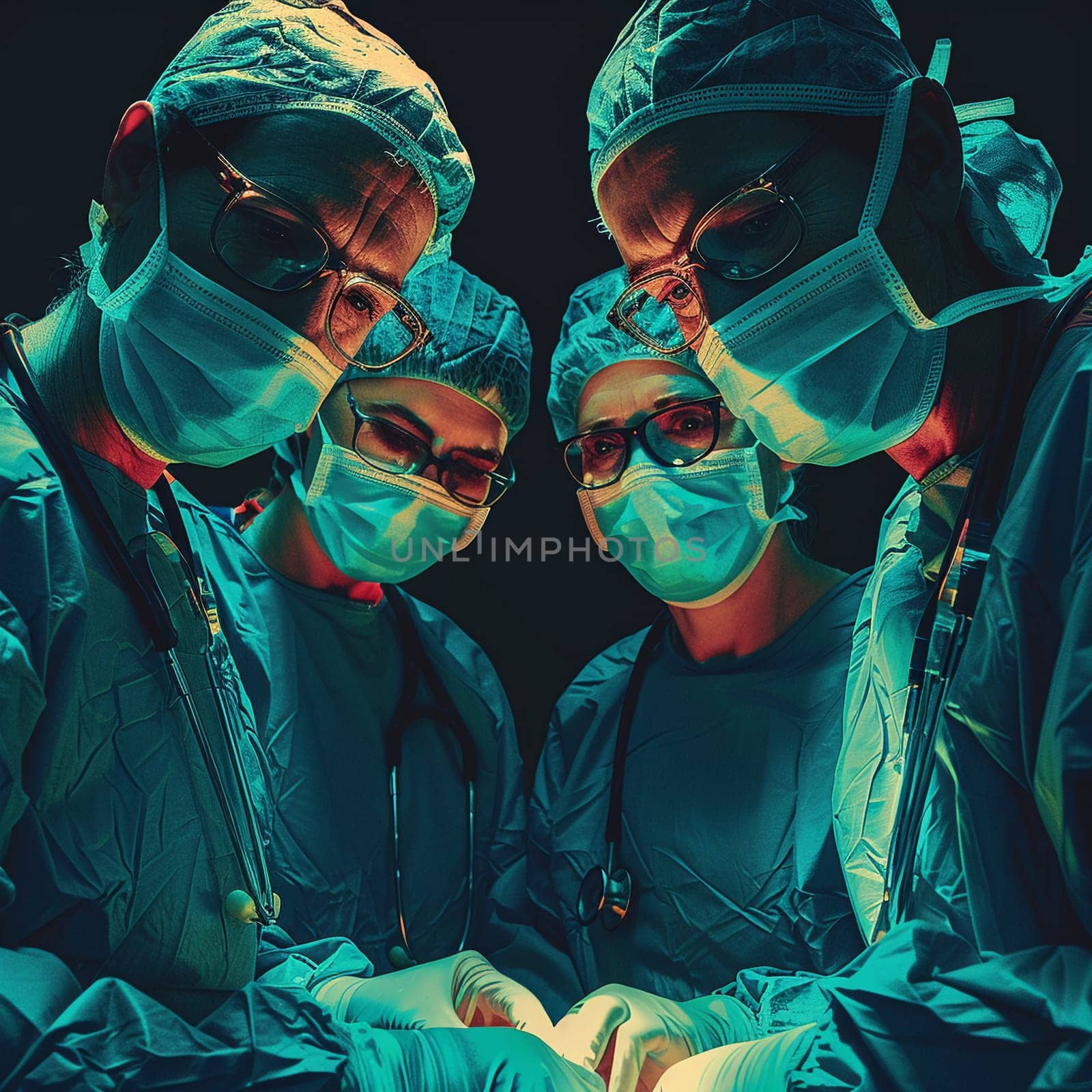 Powerful portrait of medical team in action, commemorating National Doctors Day.