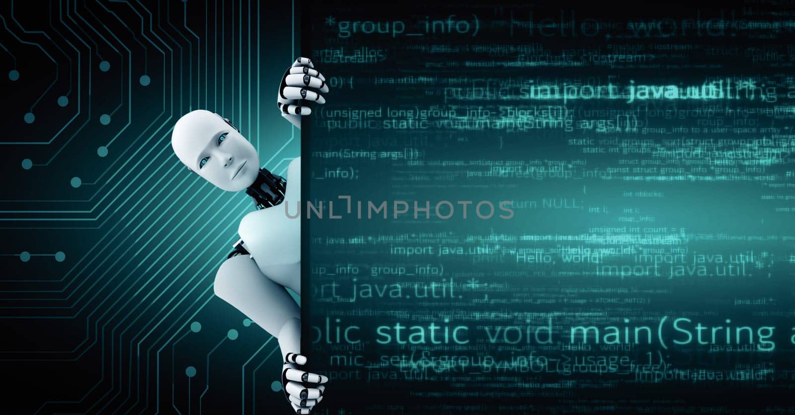 XAI Futuristic robot artificial intelligence huminoid AI programming coding by biancoblue