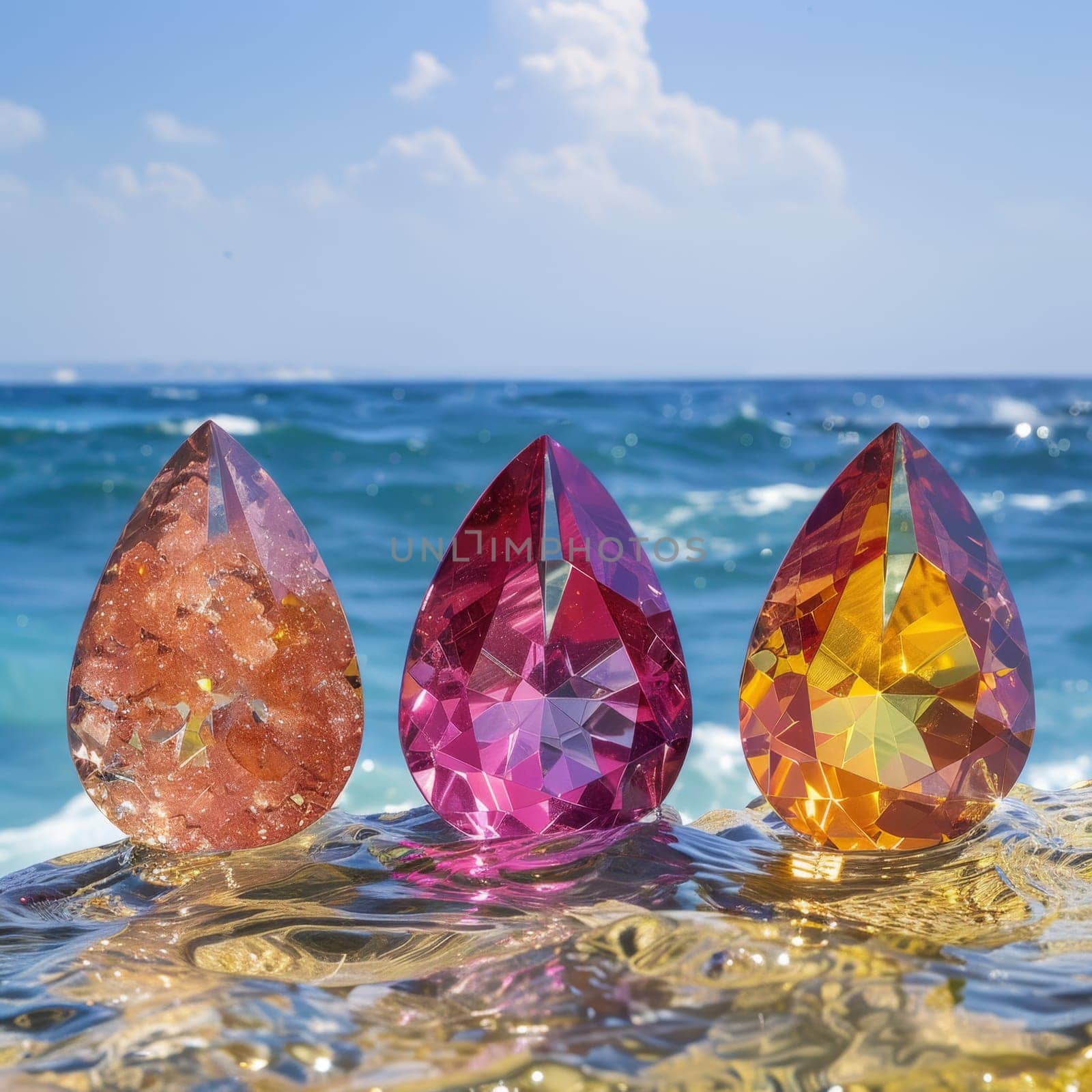 Natural shining glass stones on the seashore. The beach with glass stones.