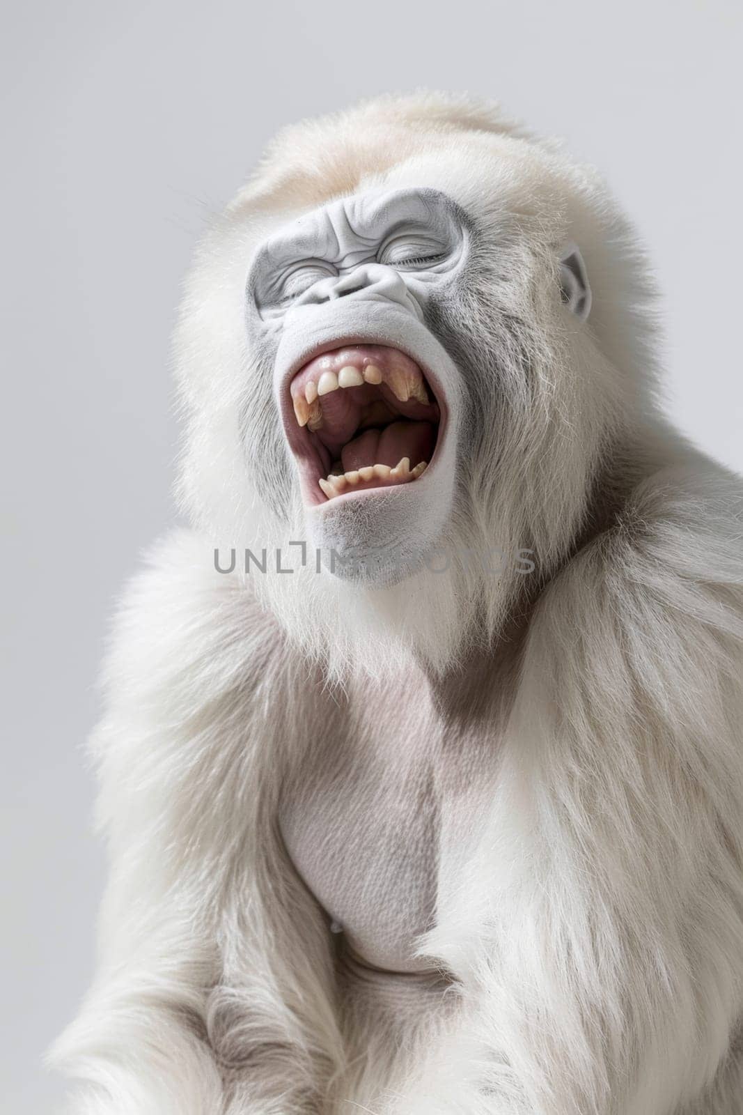 A white screaming monkey highlighted on a white background.