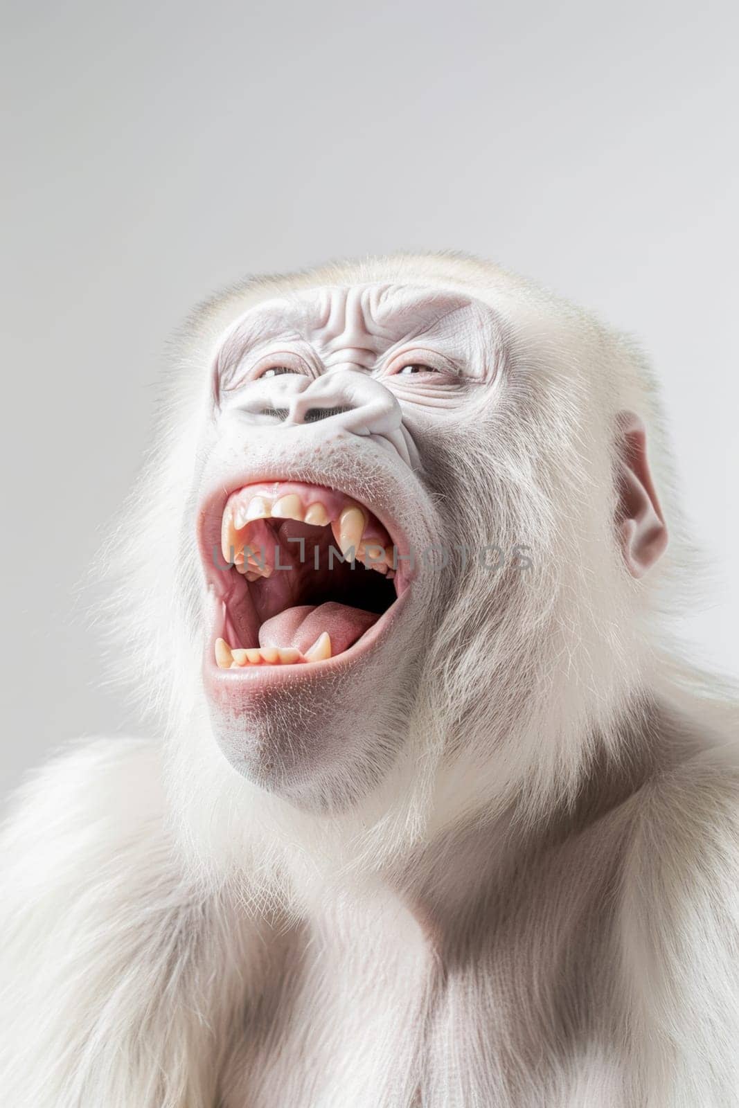 A white screaming monkey highlighted on a white background.