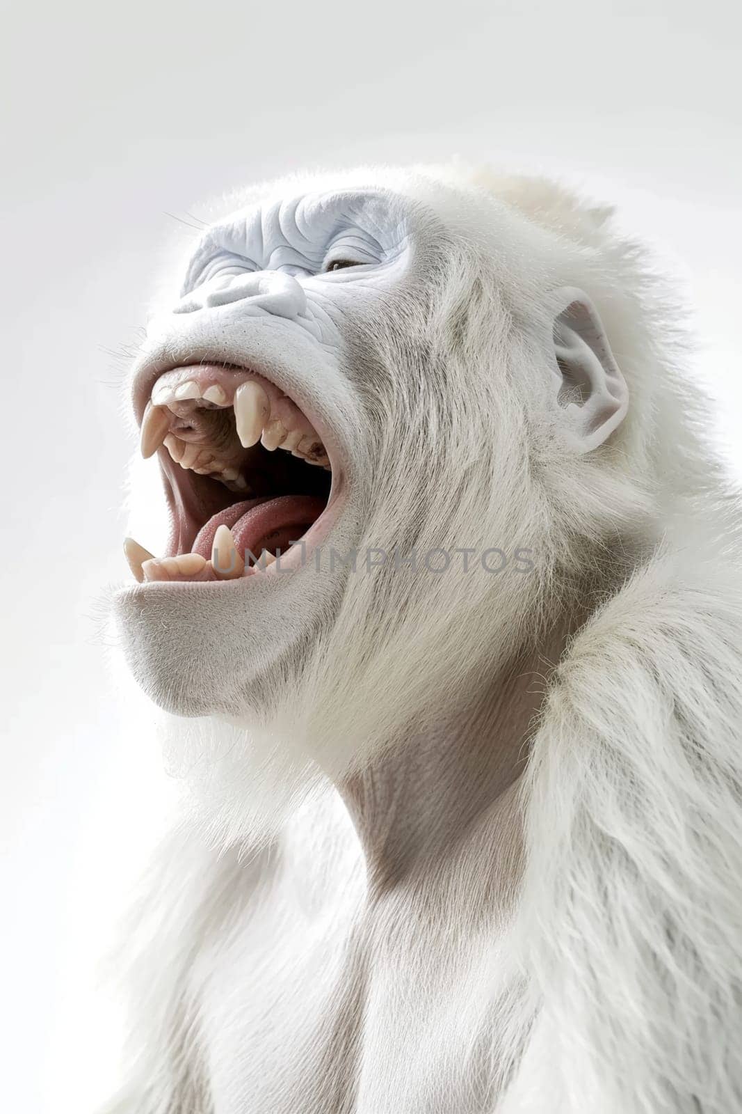 A white screaming monkey highlighted on a white background.