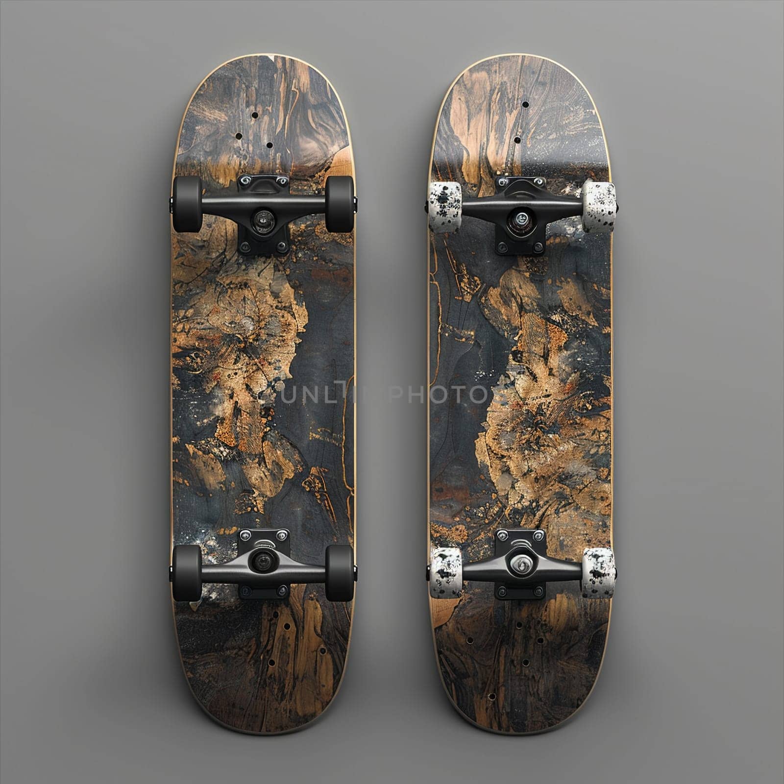 Clean Skateboard Mockup, top and bottom views for lifestyle branding.