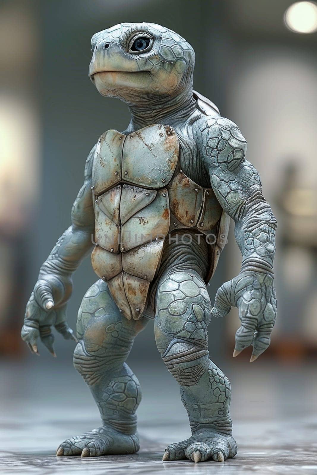 The cartoon character of the turtle athlete. 3d illustration.