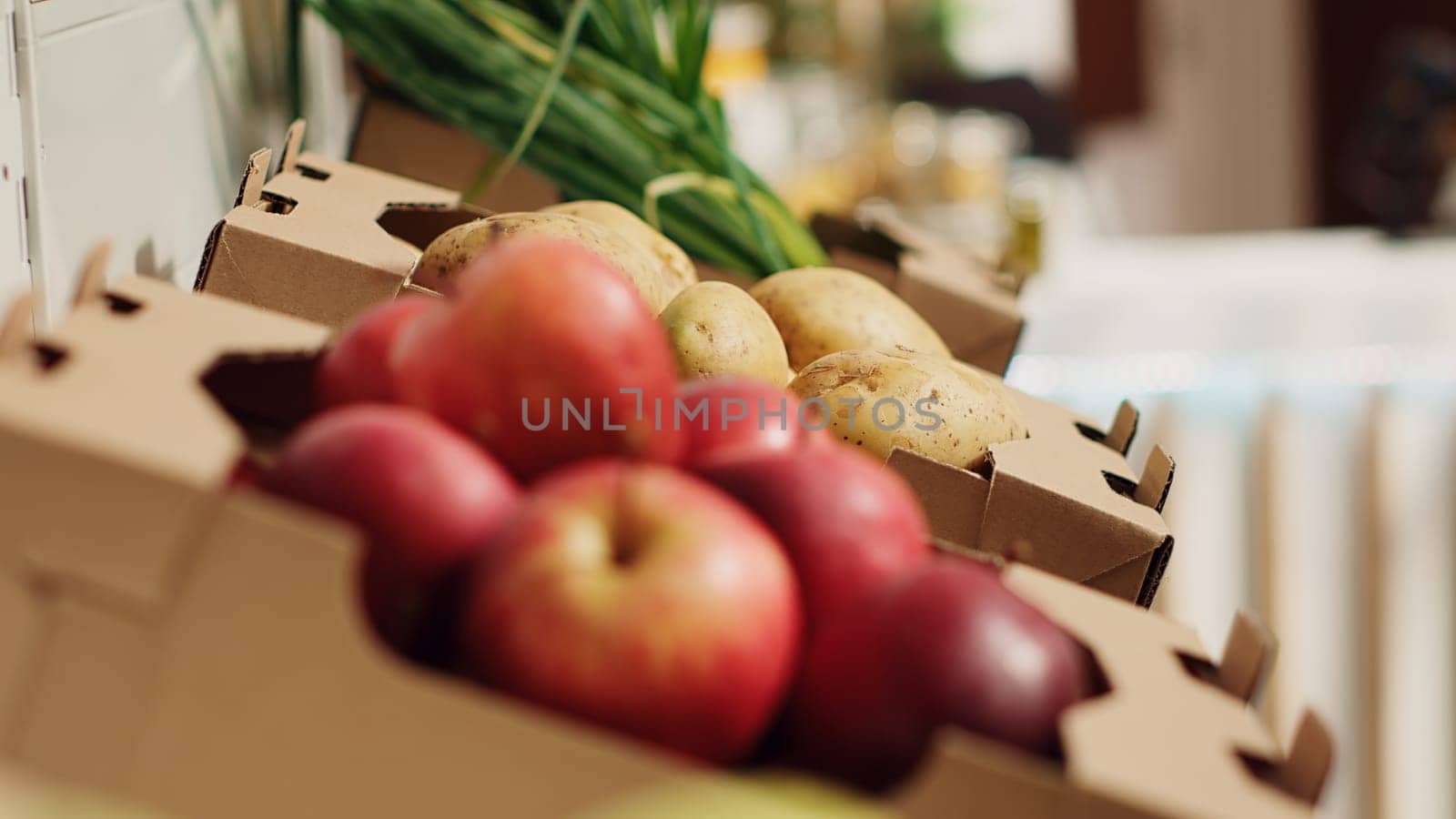 Vegetables on eco farmers market shelves by DCStudio