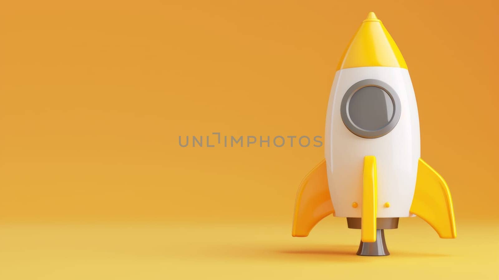 Rocket in 3d render cartoon gray and yellow for design composition. by golfmerrymaker