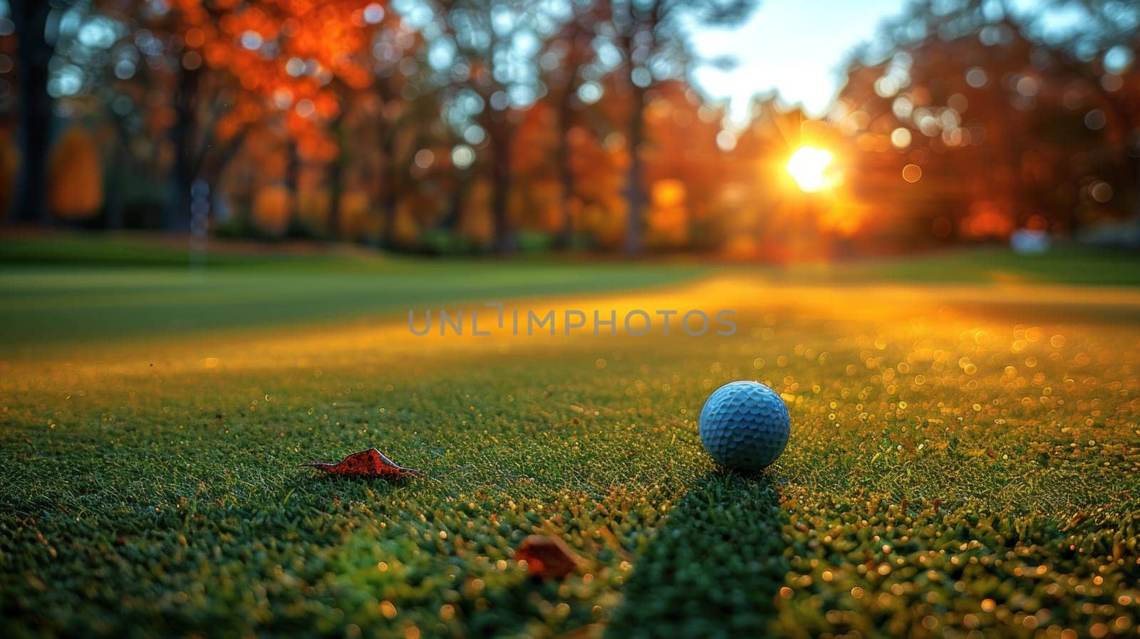 A golf ball is sitting on a green grass field.