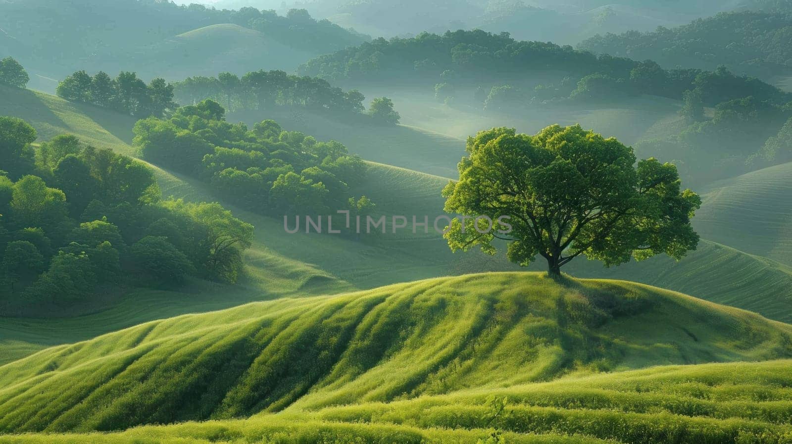 A large tree stands in a lush green field.