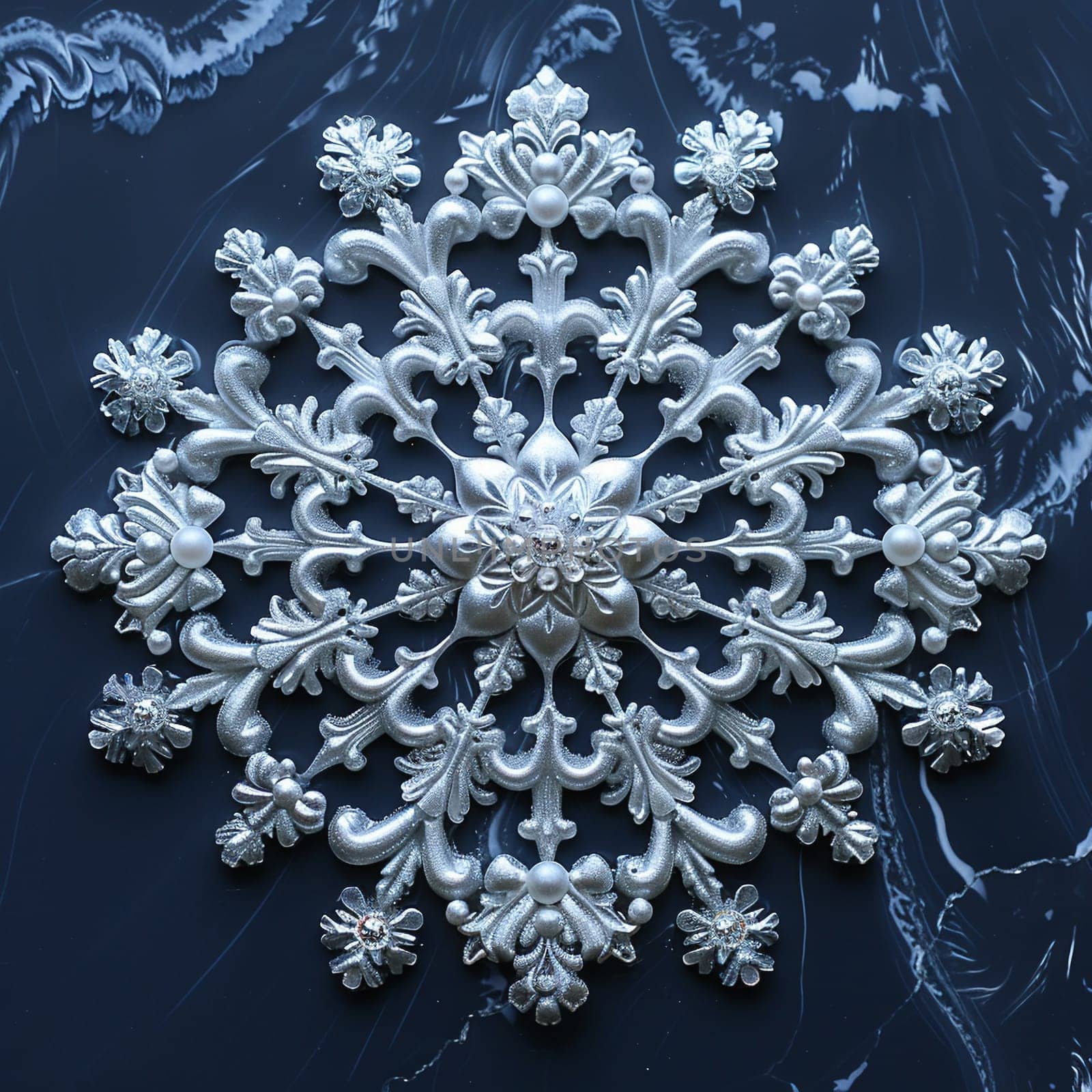 Intricate details of snowflake, symbolizing uniqueness and winter.