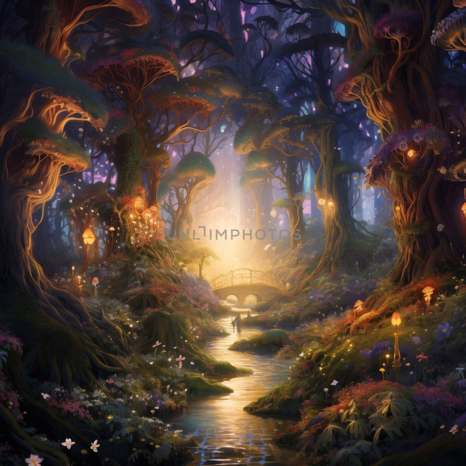 Enchanted Mystical forest Dreamy Fairy Environment Pintable Background. by Rina_Dozornaya