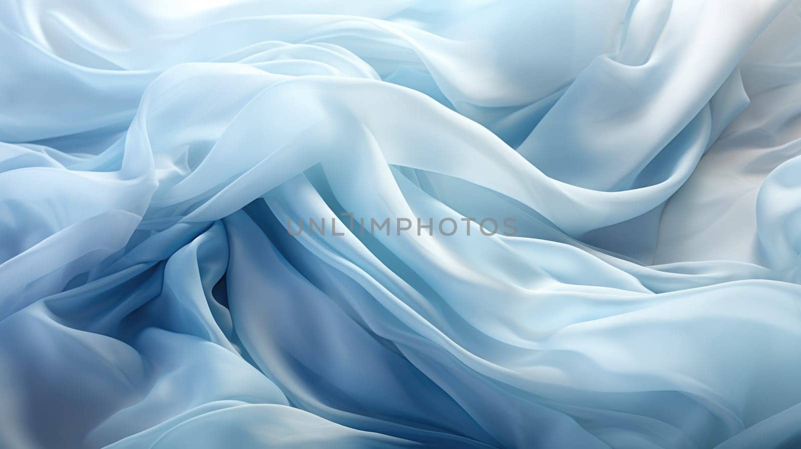The abstract picture of wavy blue fabric waving around in bright room. AIGX01. by biancoblue
