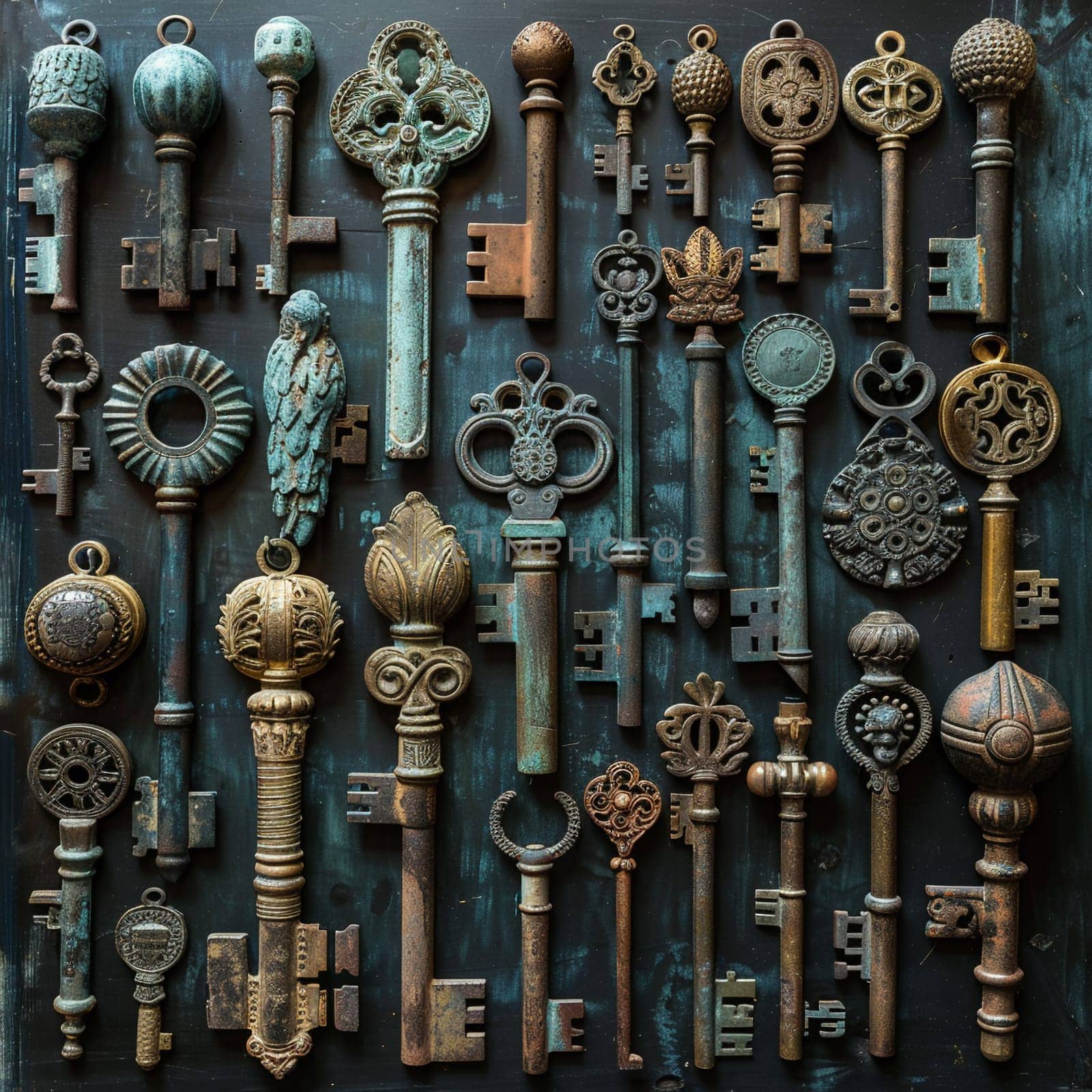 Collection of antique keys, symbolizing secrets and history.