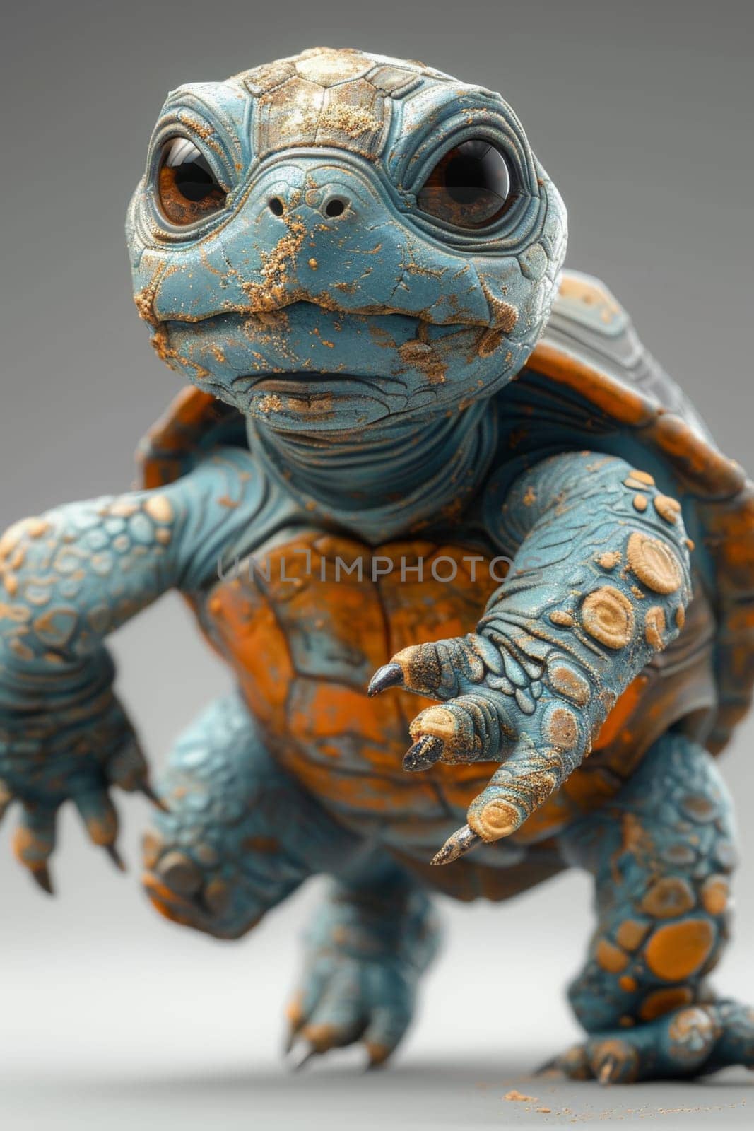 The cartoon character of the turtle athlete. 3d illustration.