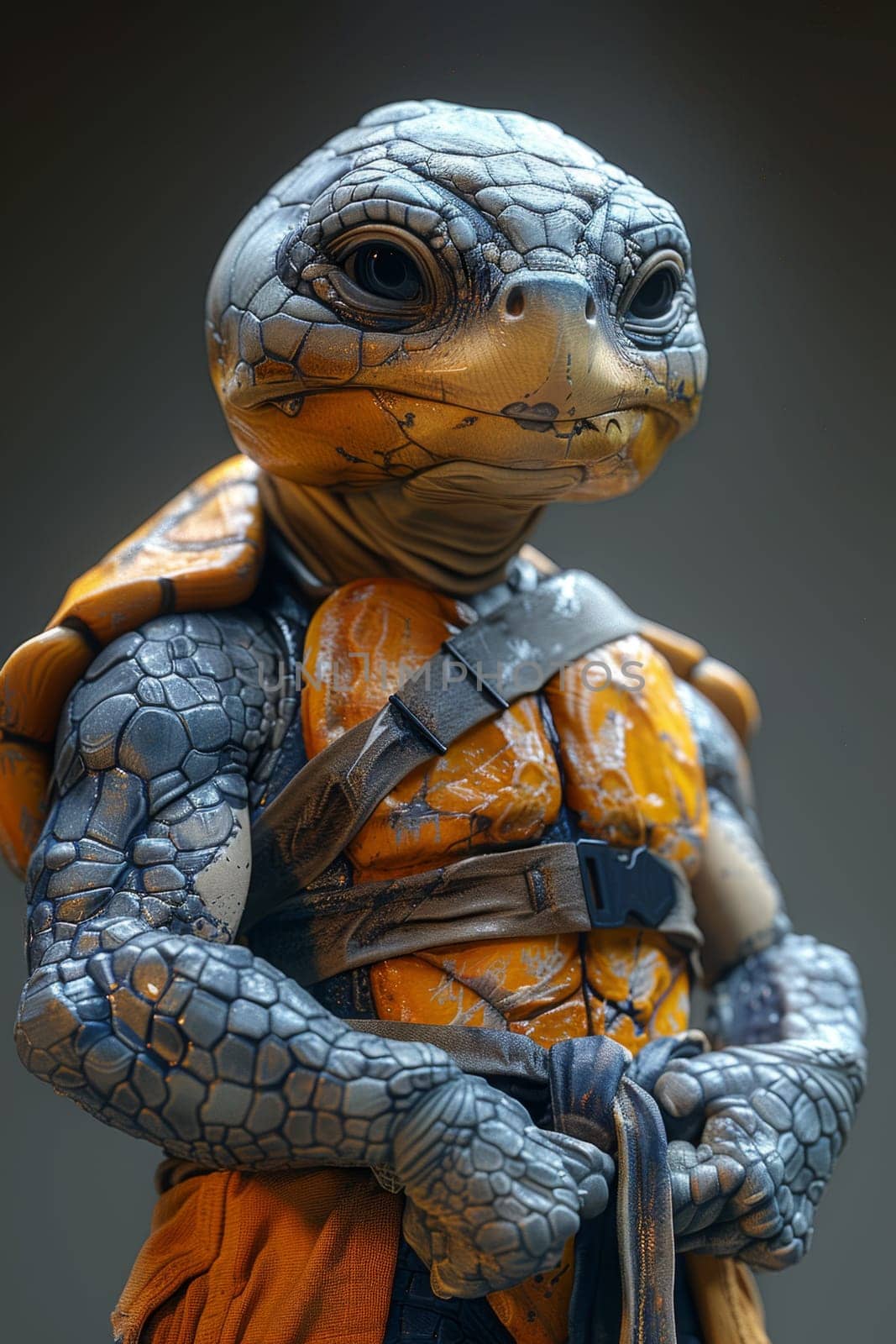 The cartoon character of the turtle athlete. 3d illustration.