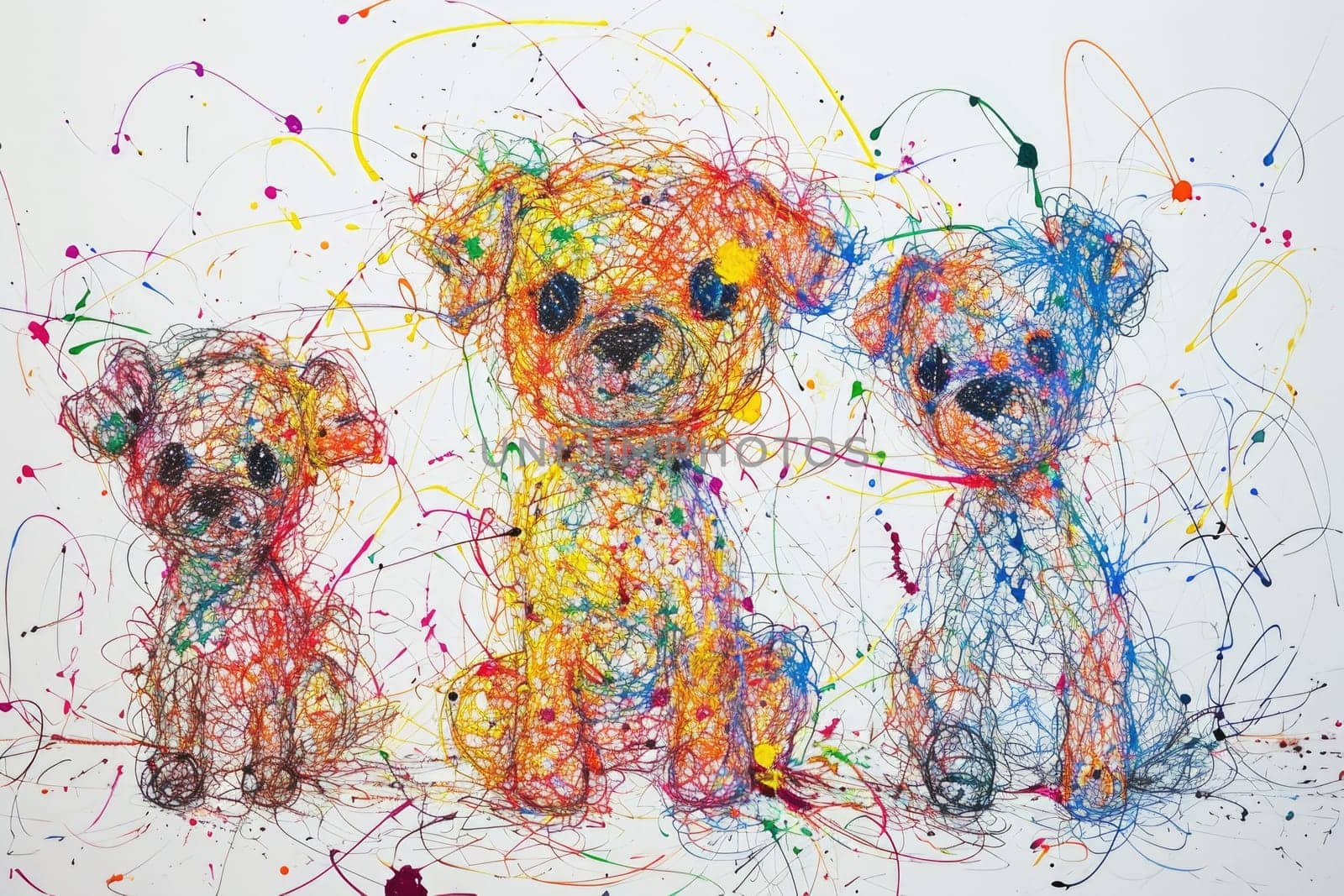 Hand drawing colorful group of the various type of the dog with crayon. AIGX01. by biancoblue