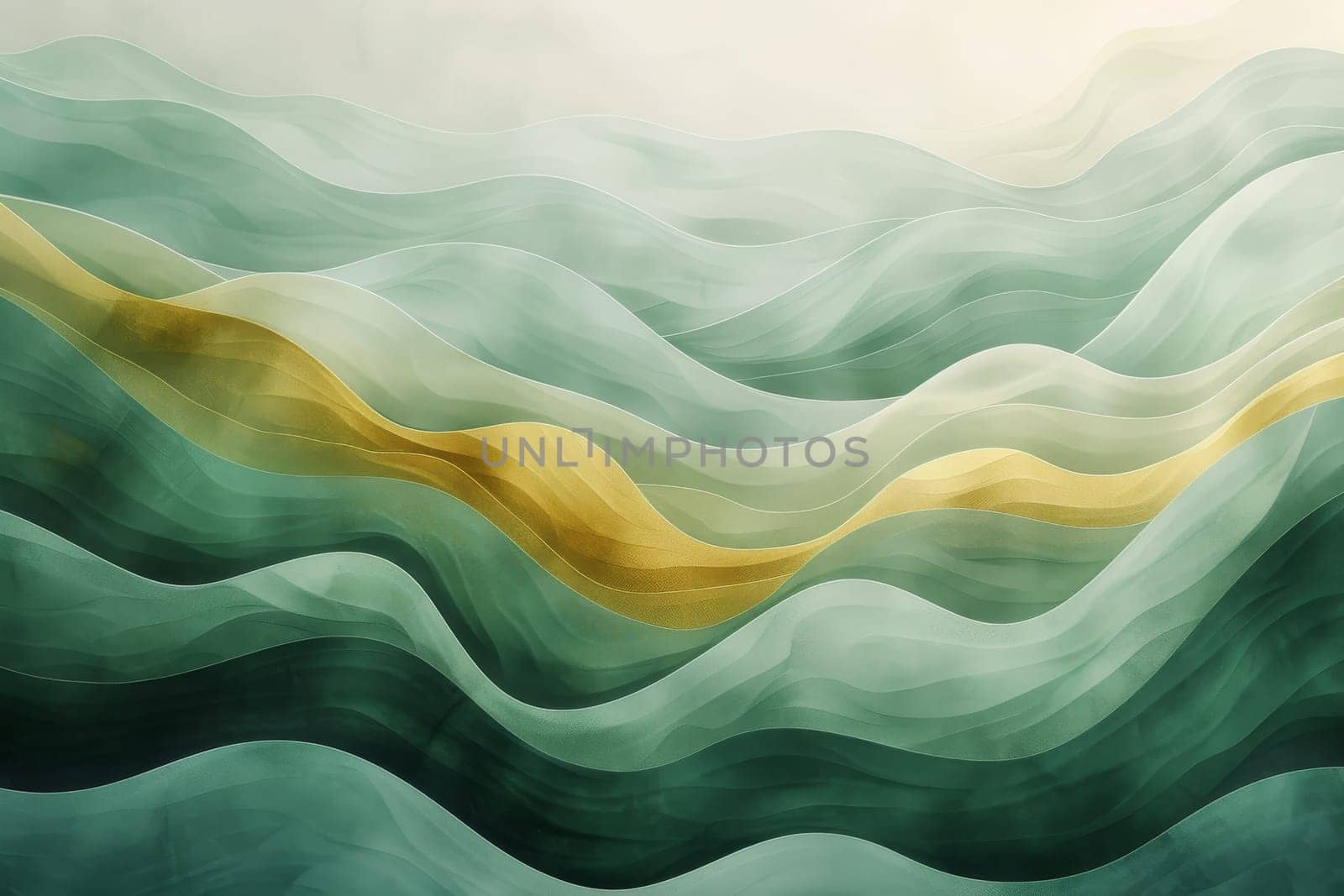 A painting of a body of water with waves and gold. Background by itchaznong