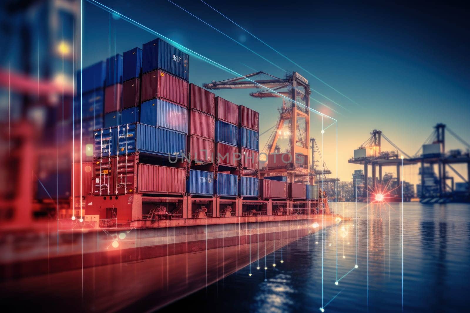 Global business logistics import export and container cargo freight ship, AI generative.