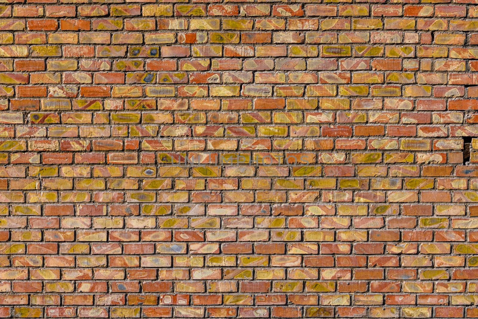 flat brick wall texture and background with diagonal bricks storage imprints.