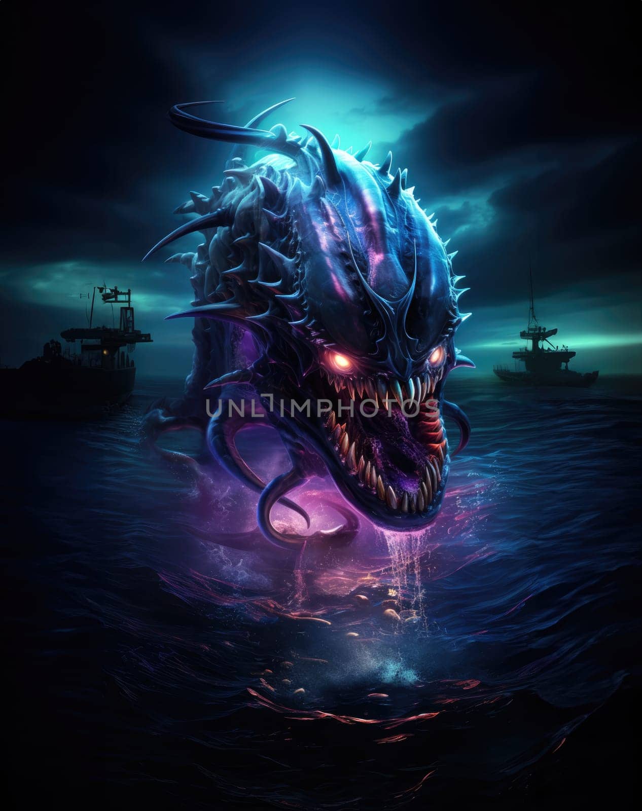 Deep sea monster. A fantastic sea monster that inspires fear and horror.