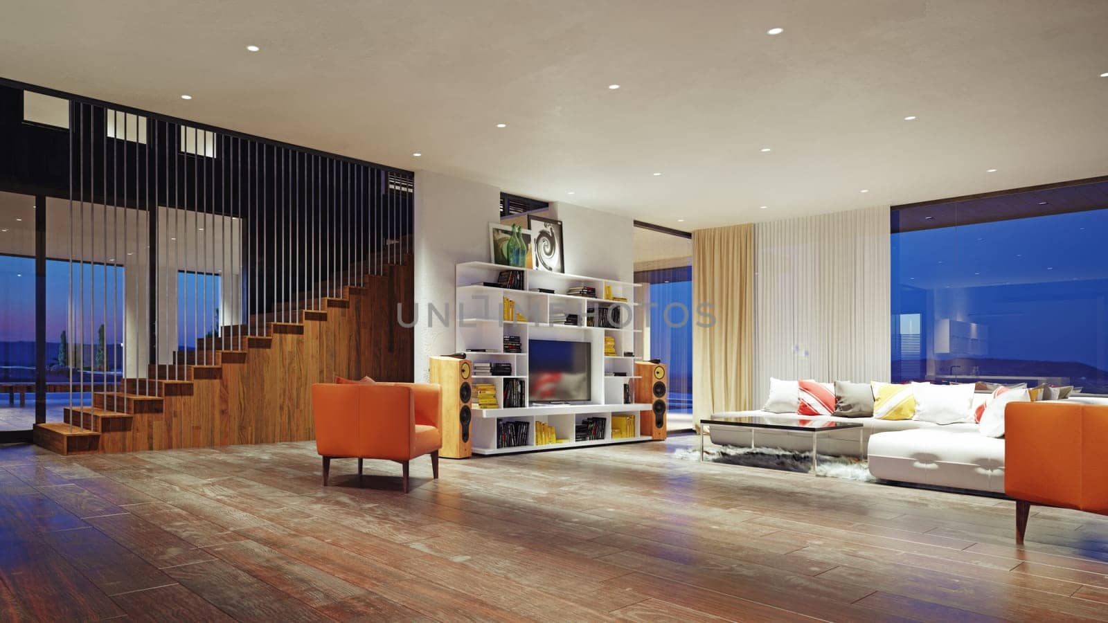 modern living room interior. 3D rendering design concept